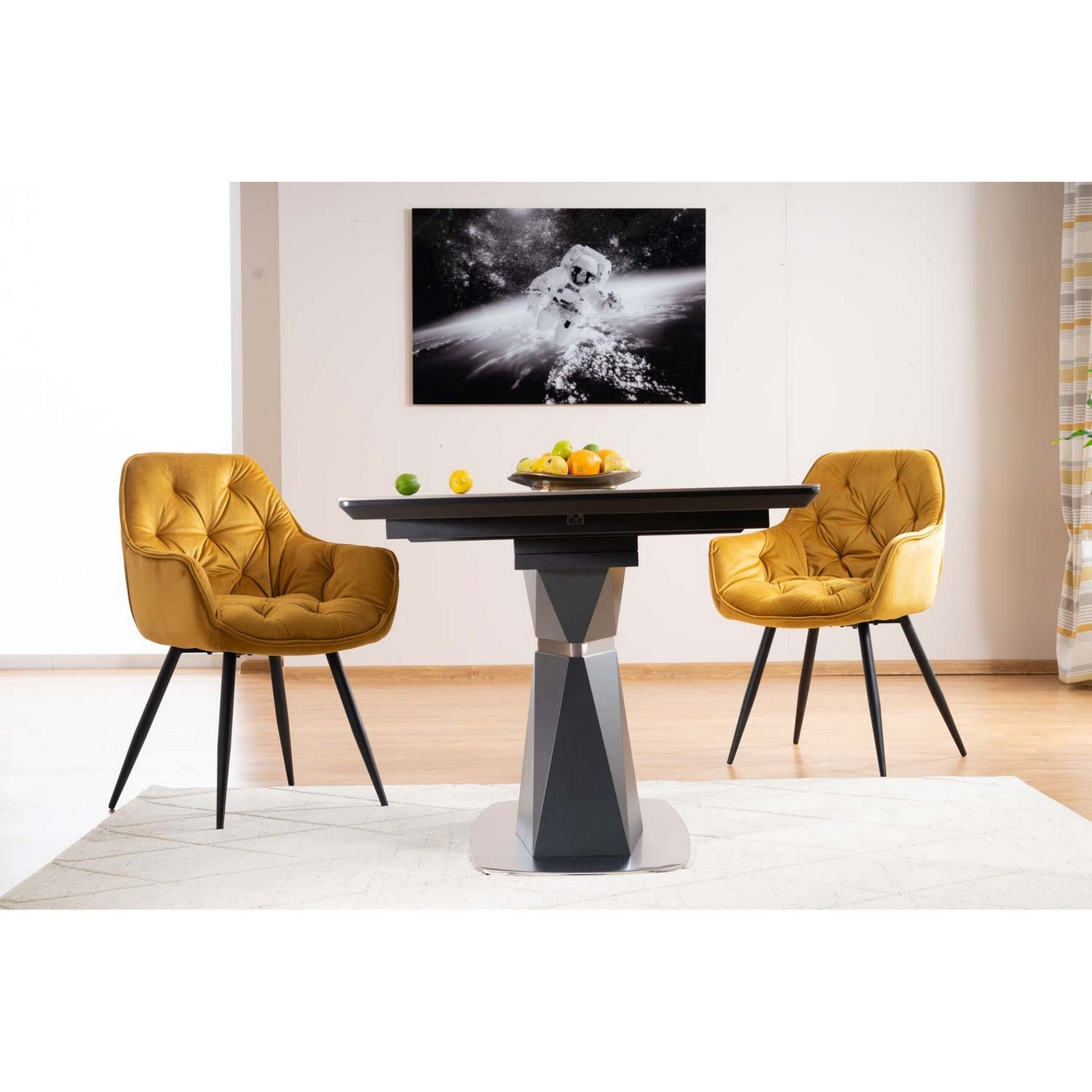 Masa CORTEZ efect de marmura/antracit 160(210)x90x76