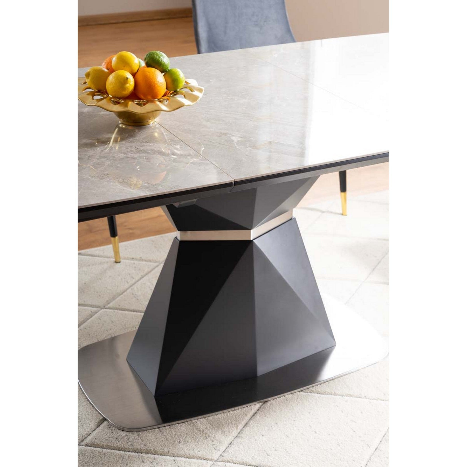 Masa CORTEZ efect de marmura/antracit 160(210)x90x76