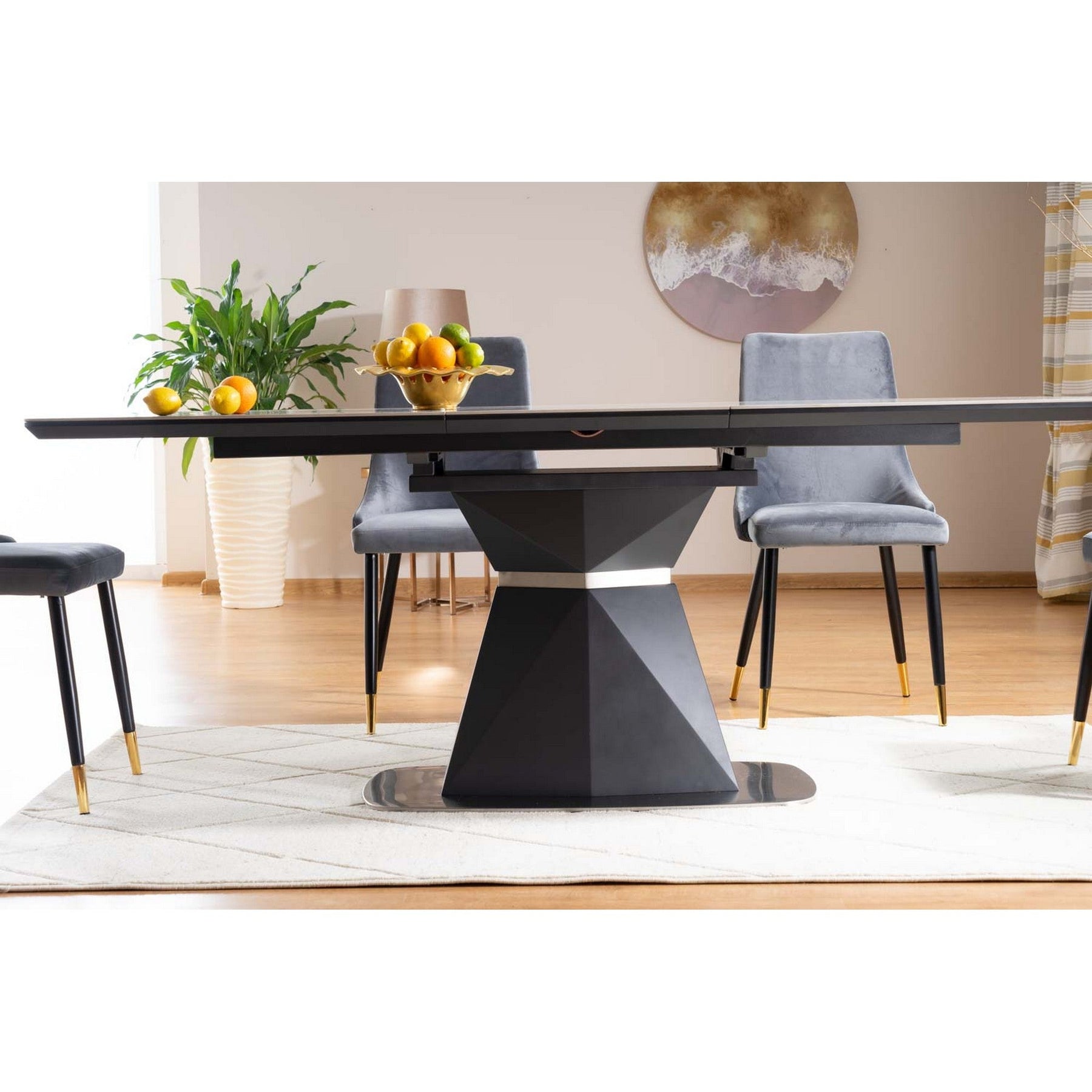 Masa CORTEZ efect de marmura/antracit 160(210)x90x76