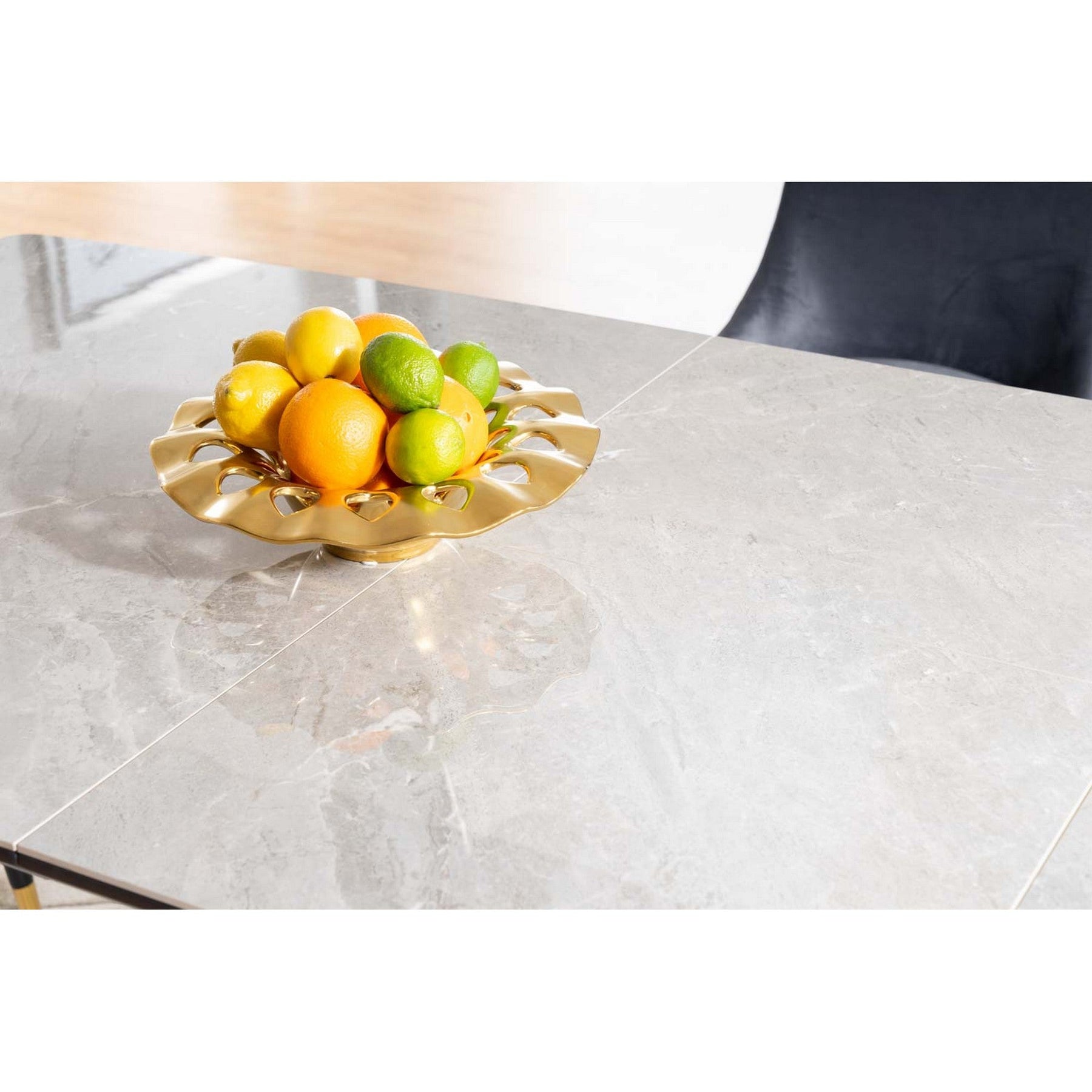 Masa CORTEZ efect de marmura/antracit 160(210)x90x76