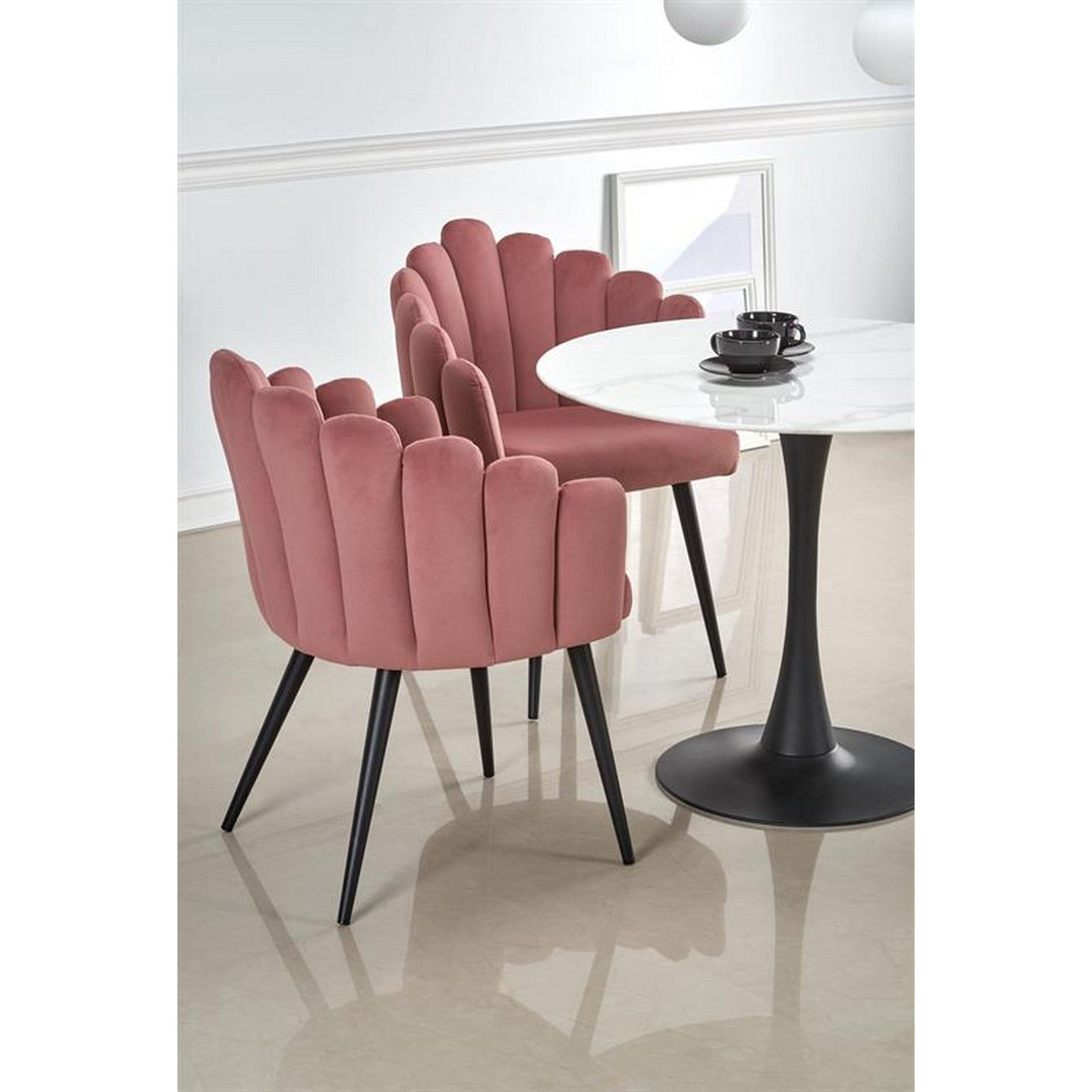 Masa AMBROSIO, alb/negru, 90/72 cm
