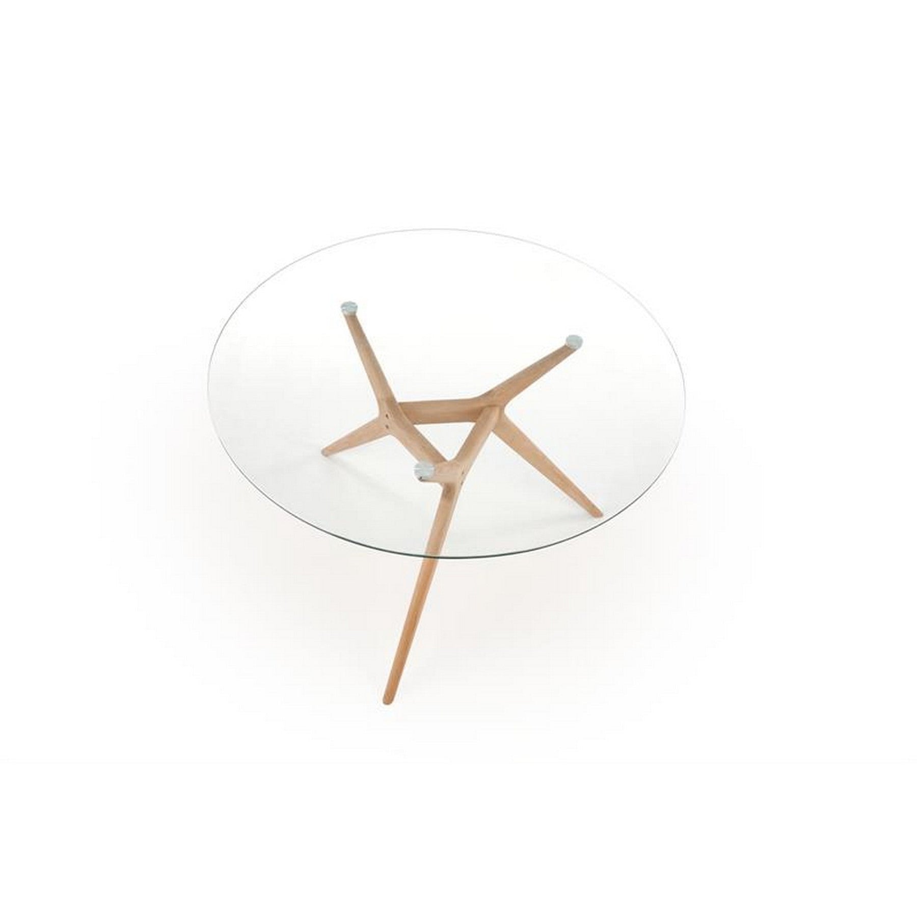Masa rotunda ASHMORE, transparent/sonoma, 120/77/88 cm