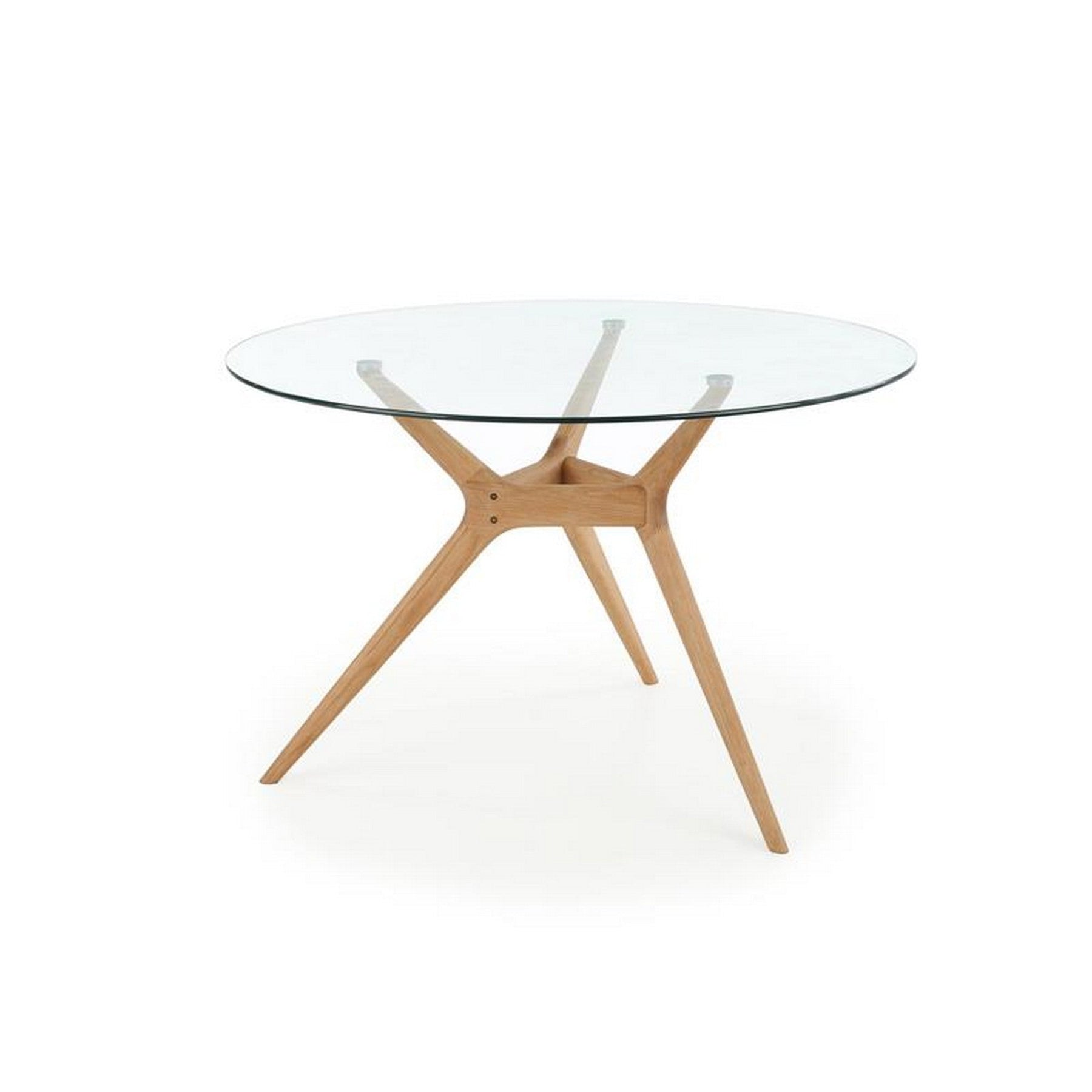 Masa rotunda ASHMORE, transparent/sonoma, 120/77/88 cm