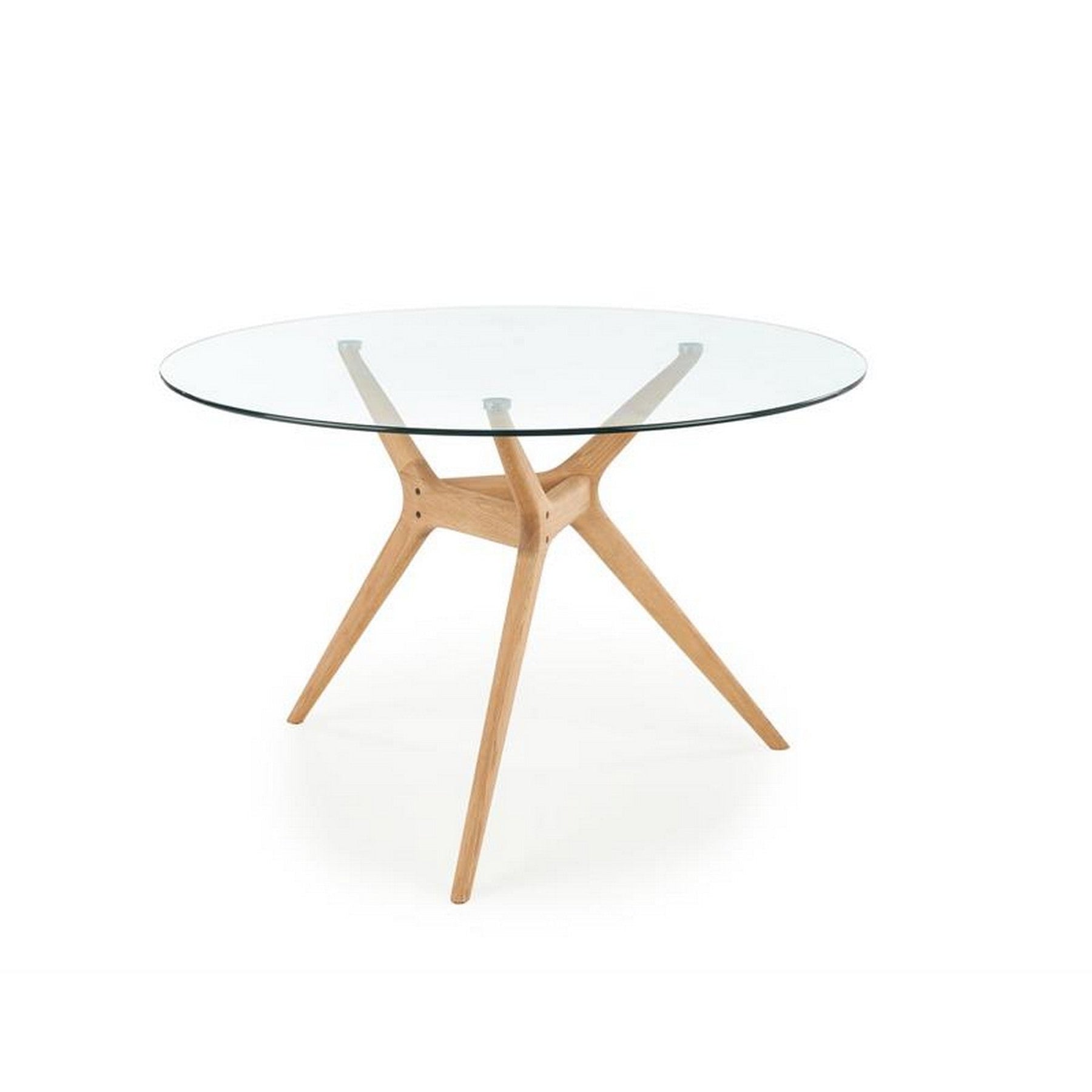 Masa rotunda ASHMORE, transparent/sonoma, 120/77/88 cm