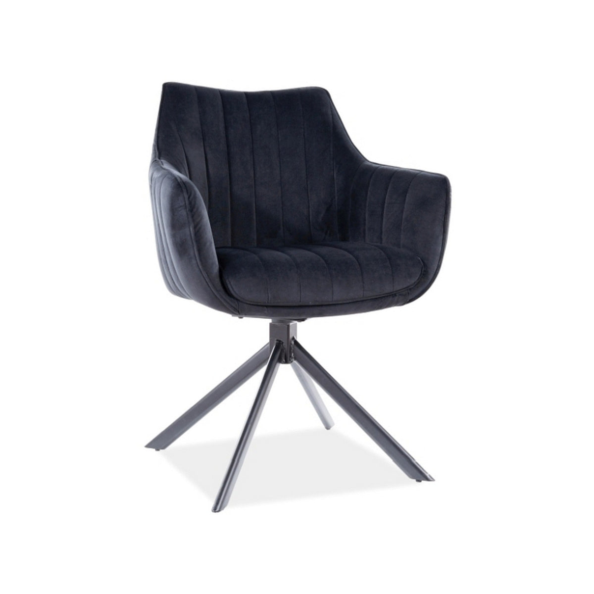Scaun cu stofa din catifea Azalia, negru, 61x44x86 cm