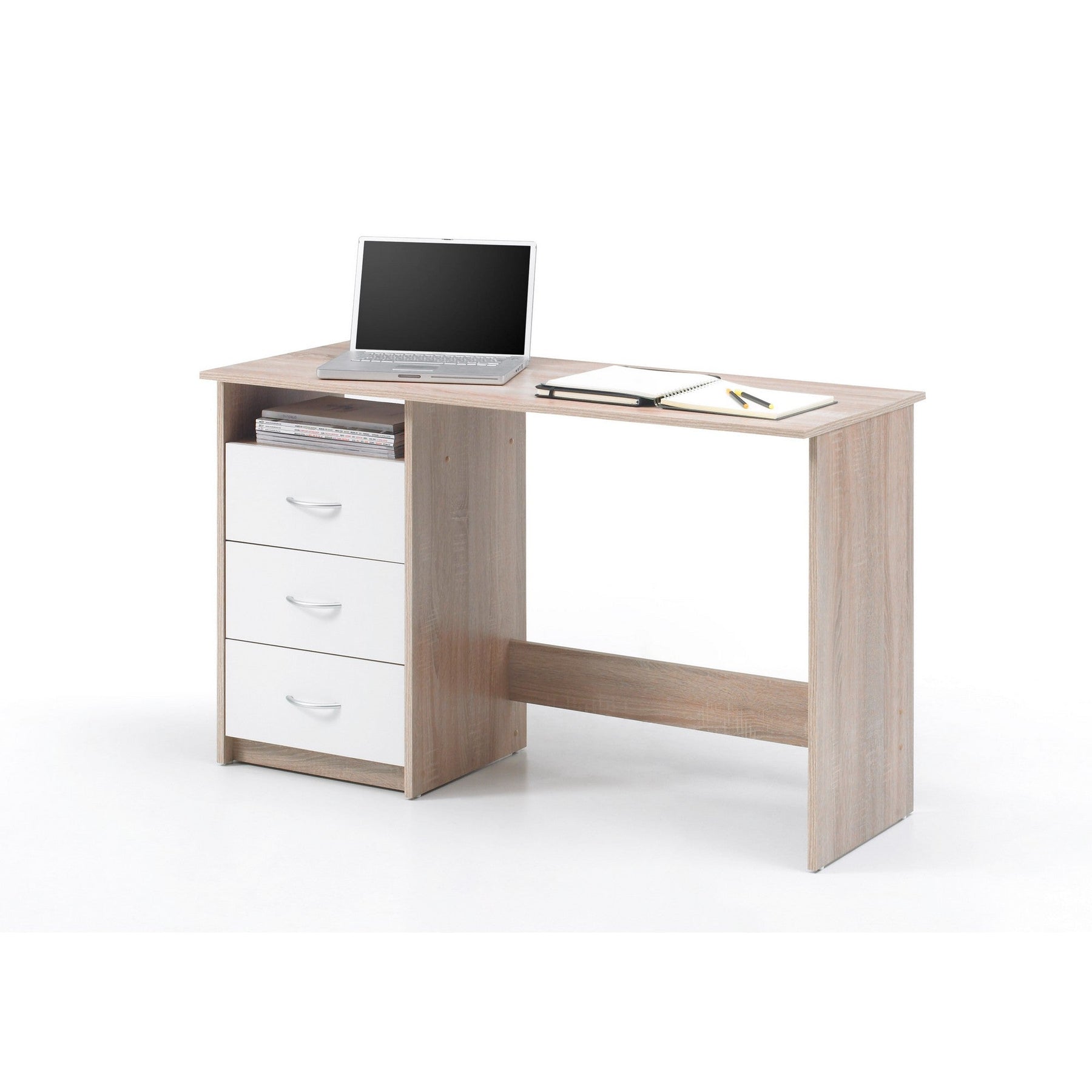 Birou cu sertare Adria, stejar sonoma/alb, 120x50x76 cm