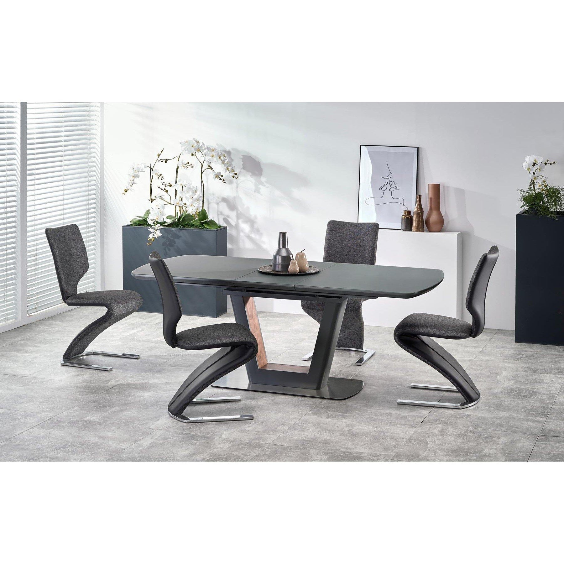 Masa negru antracit Bilotti, 160/200X90X76 CM - ACAJU