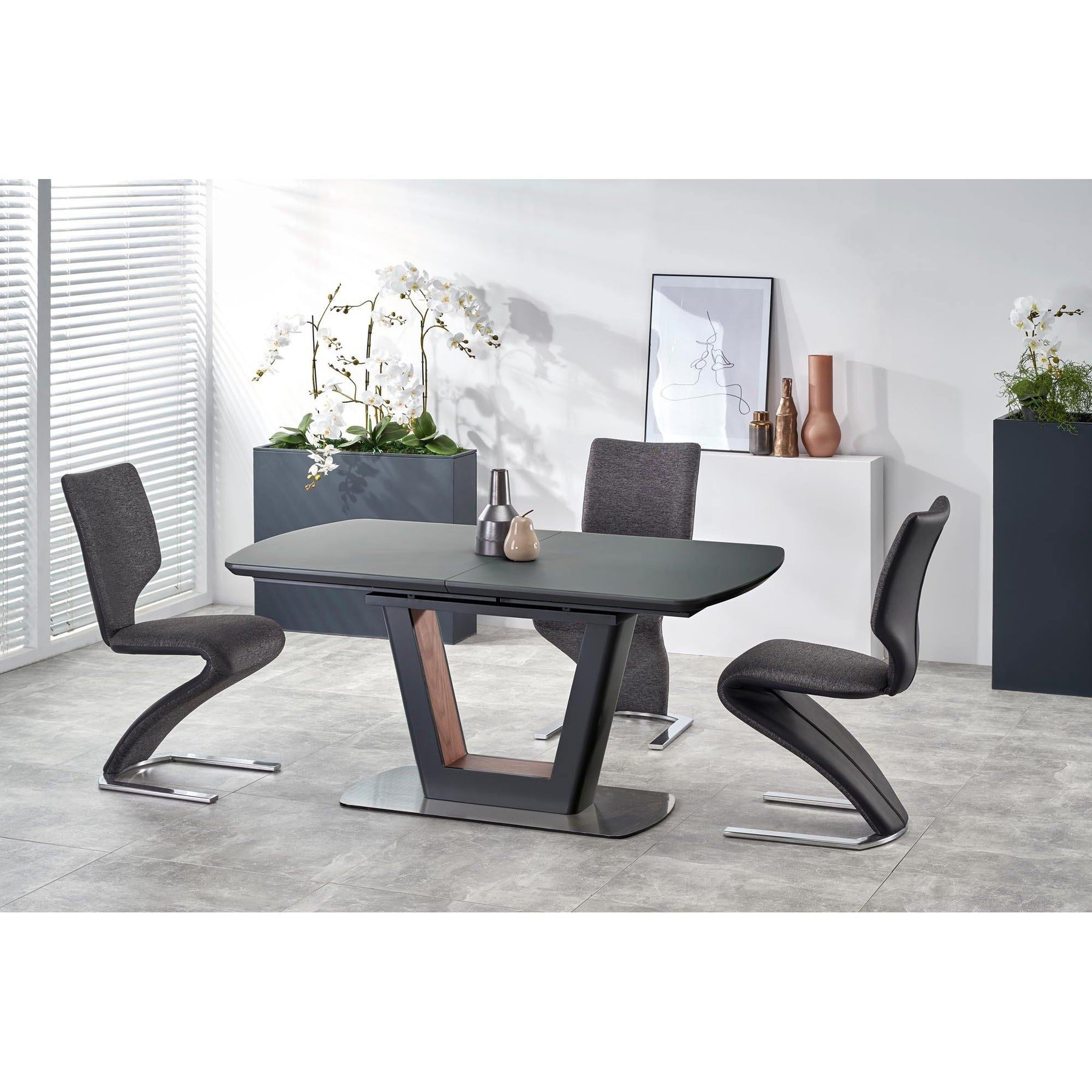Masa negru antracit Bilotti, 160/200X90X76 CM - ACAJU