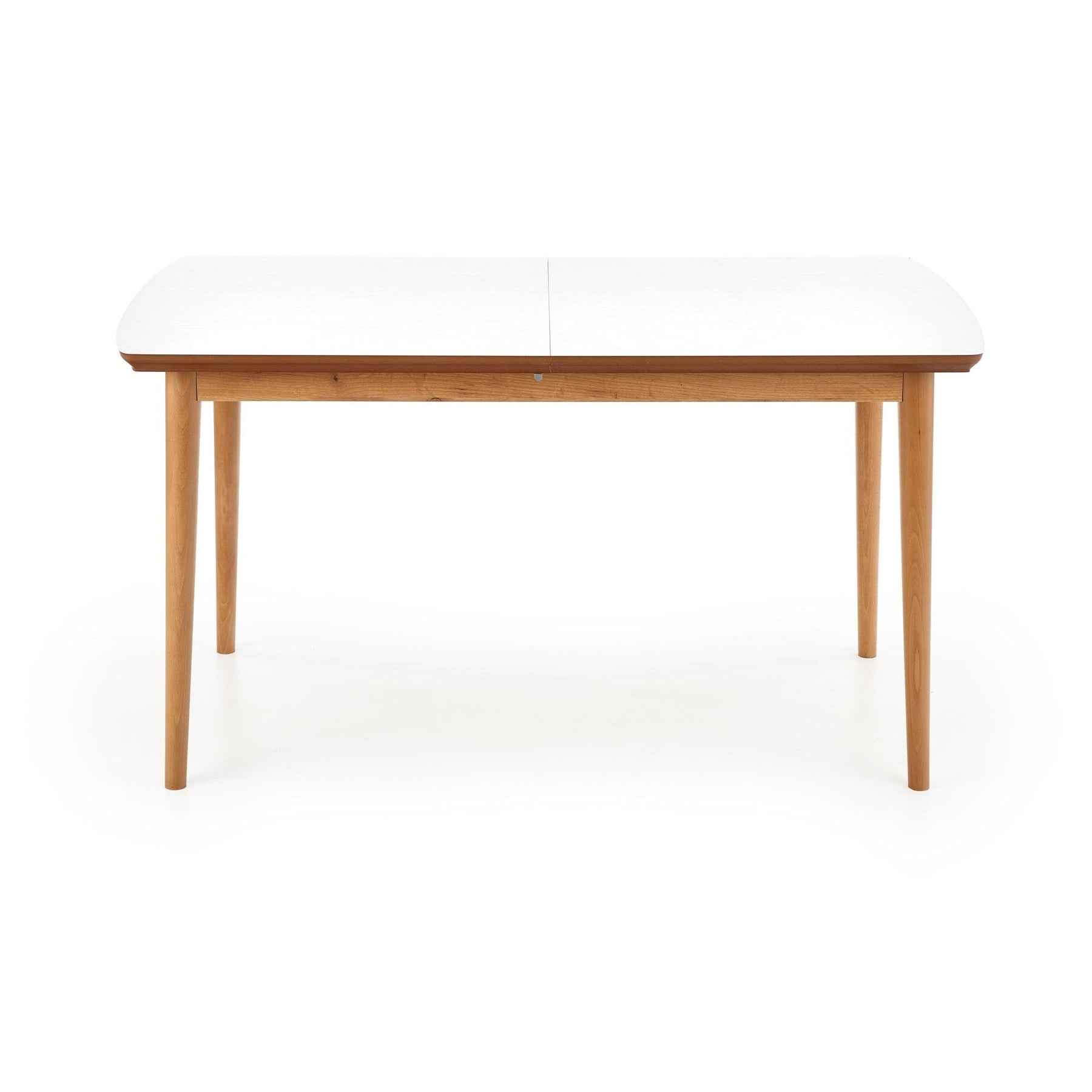 Masa BARRET, alb mat/stejar, 90/190x80x75 cm