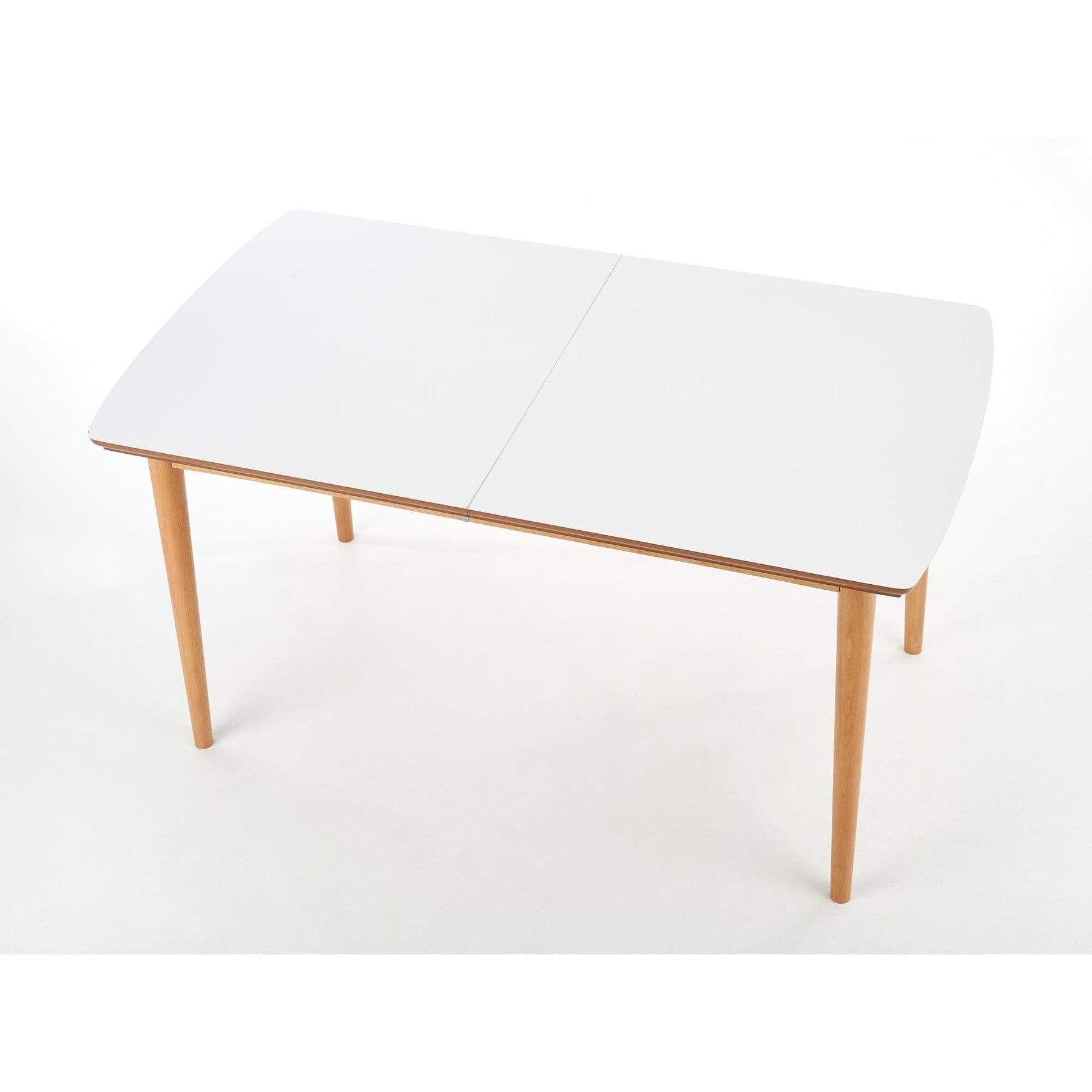 Masa BARRET, alb mat/stejar, 90/190x80x75 cm