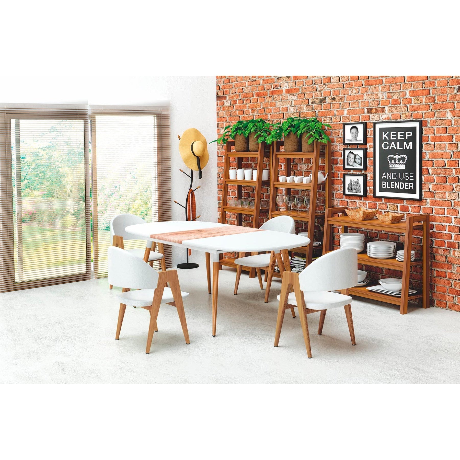 Masa bucatarie ovala extensibila Caliber, 160/200X90X76 CM
