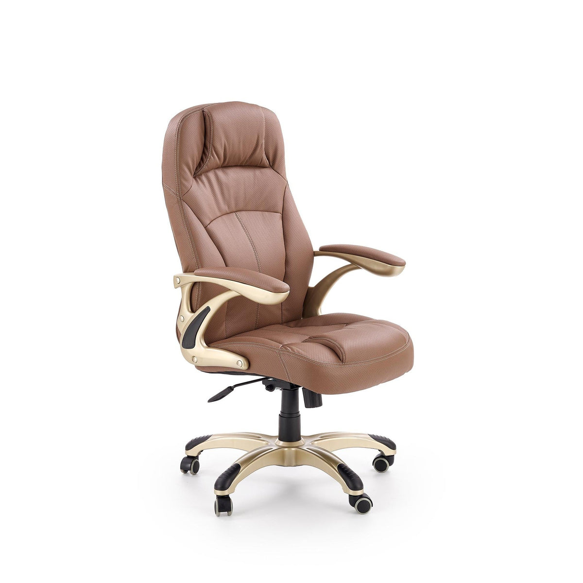 Scaun directorial piele maro Carlos, 66X70X106/114 CM