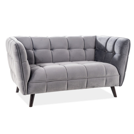 Canapea fixa CASTELLO 2, catifea gri/wenge, 145x85x78 cm