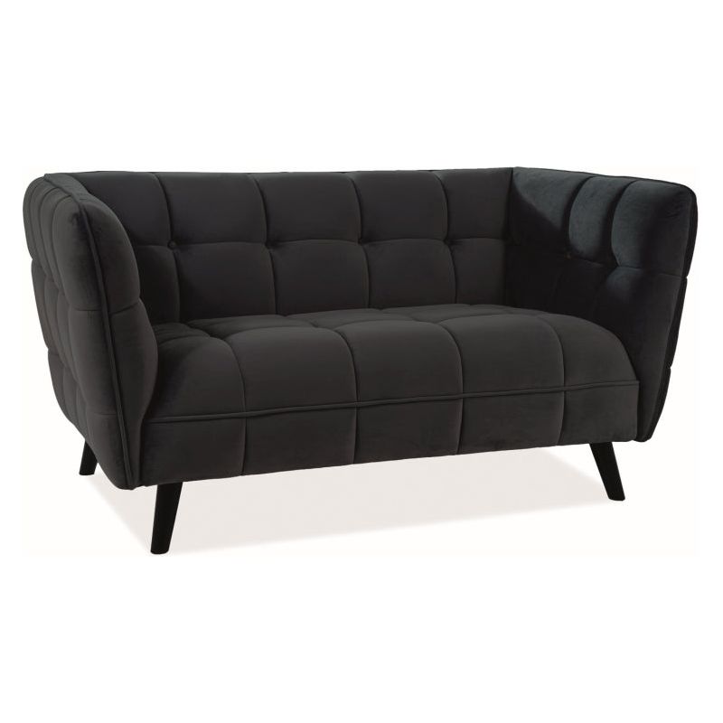 Canapea fixa CASTELLO 2, catifea neagra/wenge, 145x85x78 cm