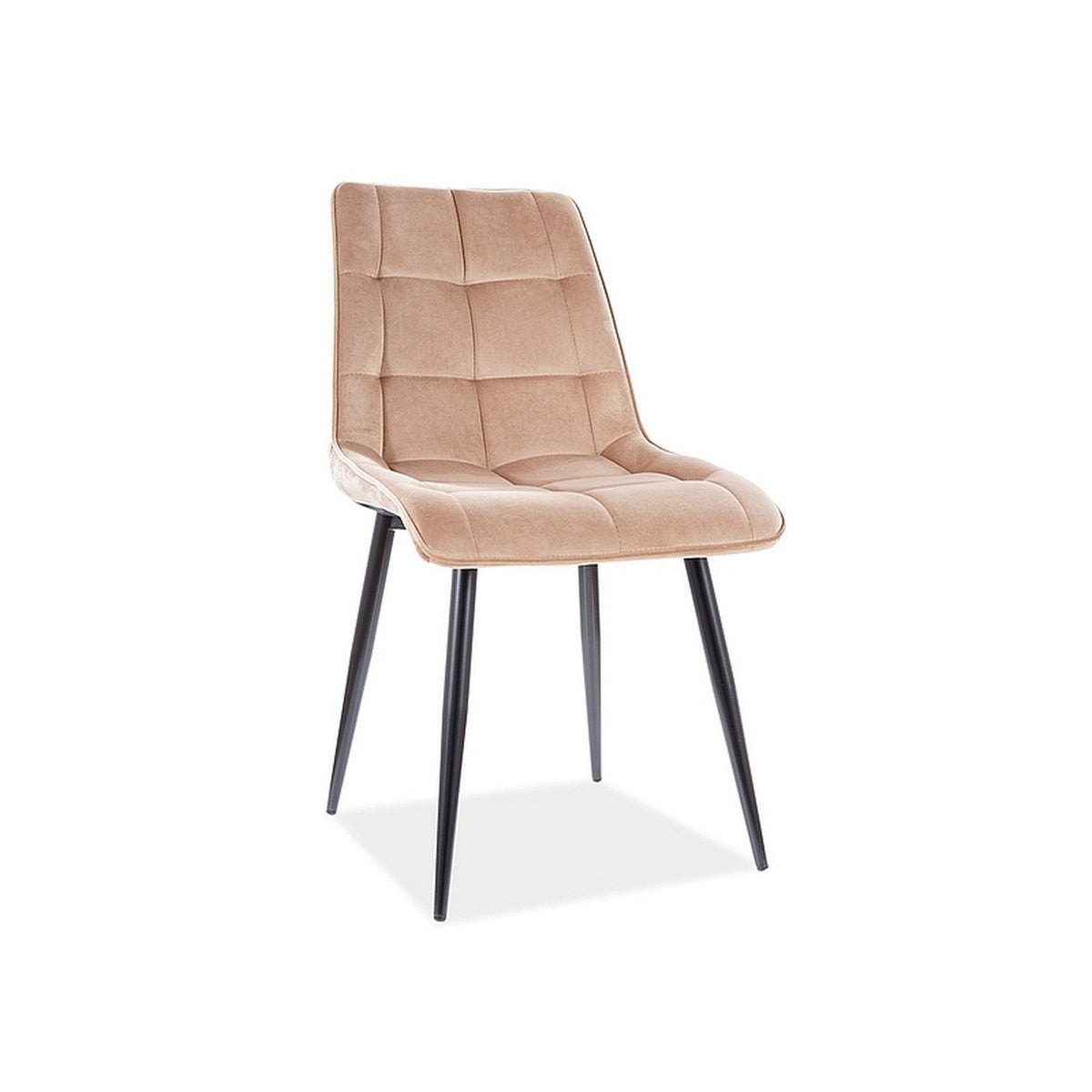 Scaun CHIC, bej/negru, stofa catifelata/metal, 50x58x88 cm