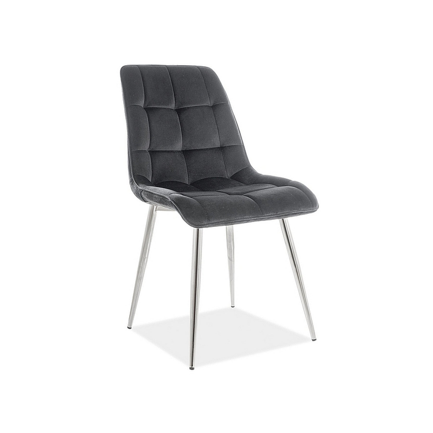 Scaun CHIC, negru/crom, stofa catifelata/metal, 50x43x88 cm