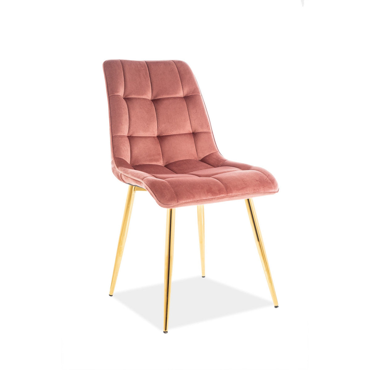 Scaun CHIC, roz/auriu, stofa catifelata/metal, 50x58x88 cm