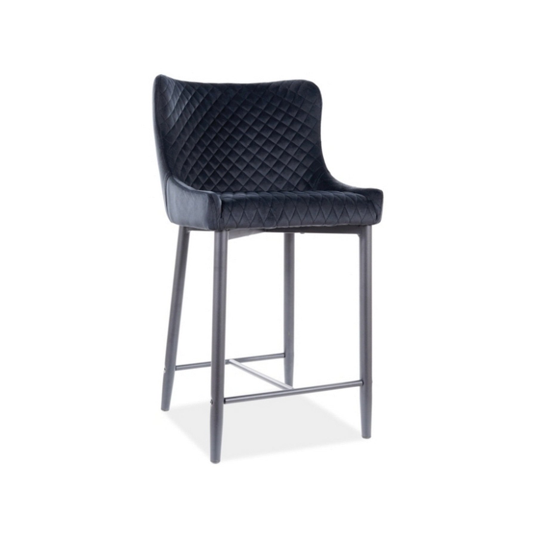 Scaun bar cu catifea COLIN B H-2, negru, 48x42x88 cm