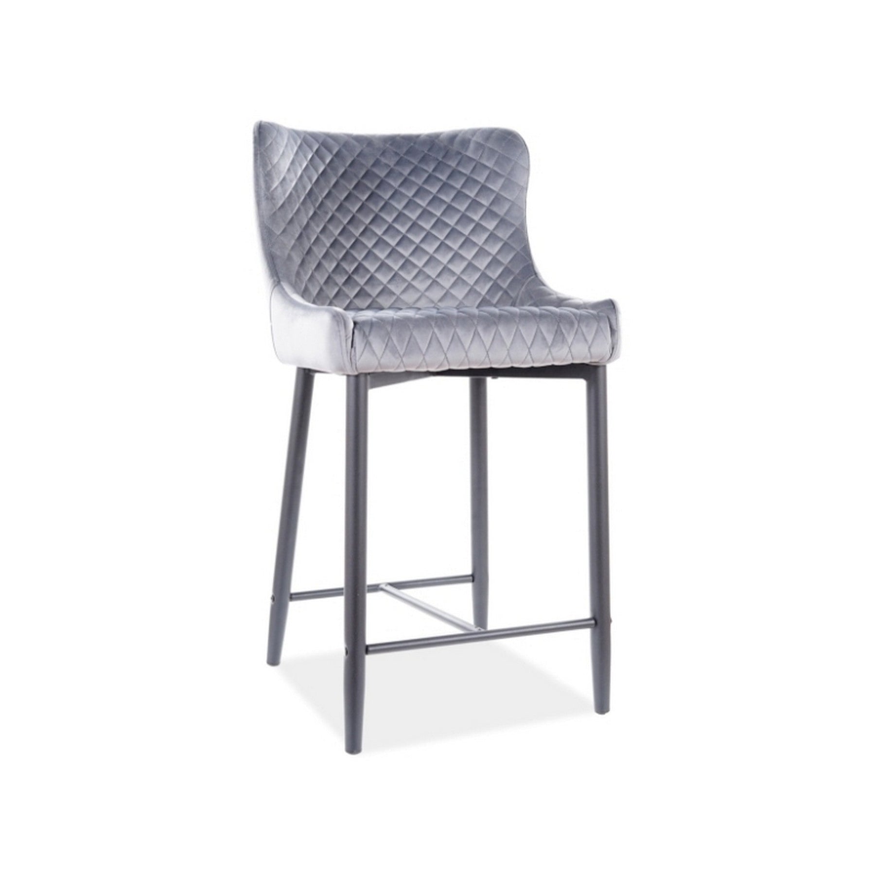 Scaun bar cu catifea COLIN B H-2, gri, 48x42x88 cm