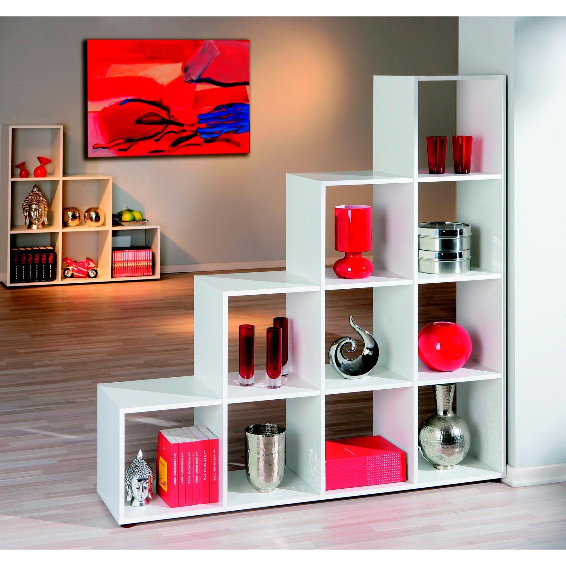 Biblioteca organizator Caboto, alb, 139x33x144 cm
