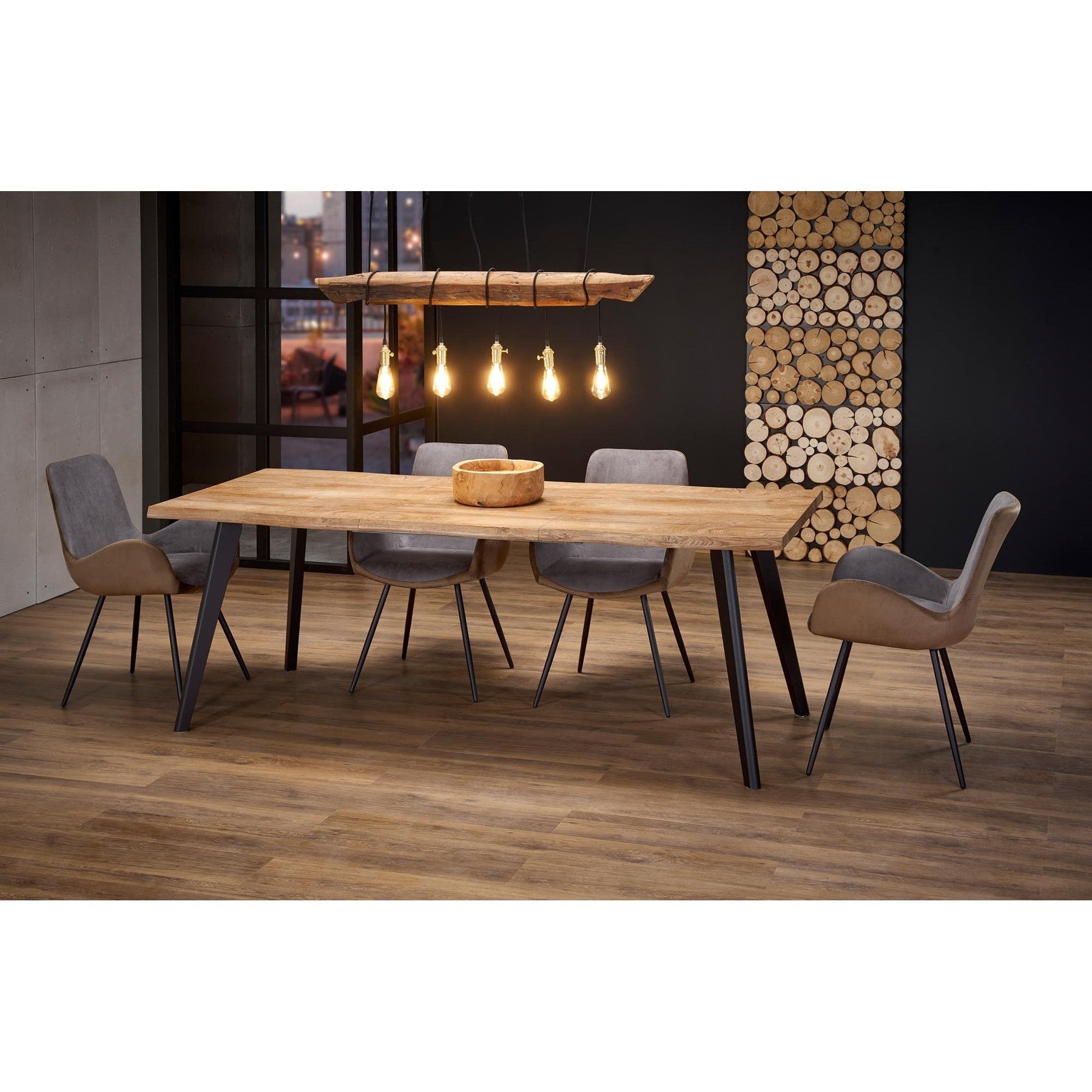 Masa extensibila DICKSON, culoare stejar natural/negru, 150/210x90x75 cm