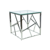 Masuta cafea sticla silver Escada B, 55X55X55