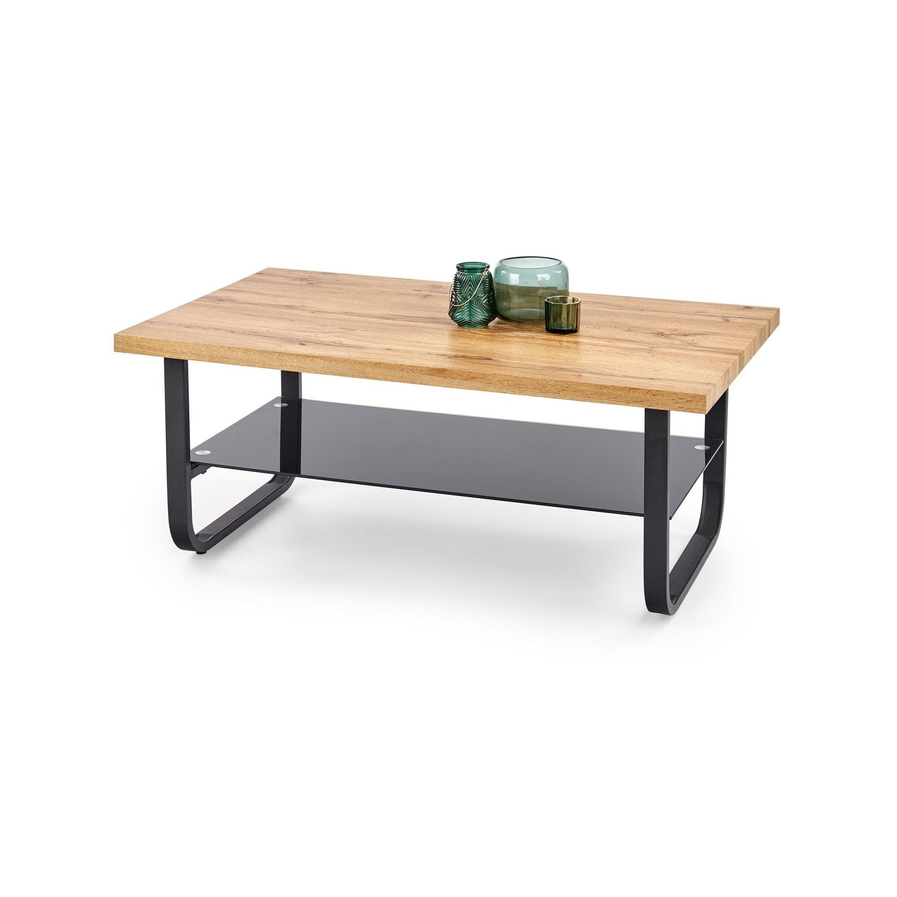 Masuta de cafea ESPINOZA dreptunghiulara negru/natural, 120x60x45 cm