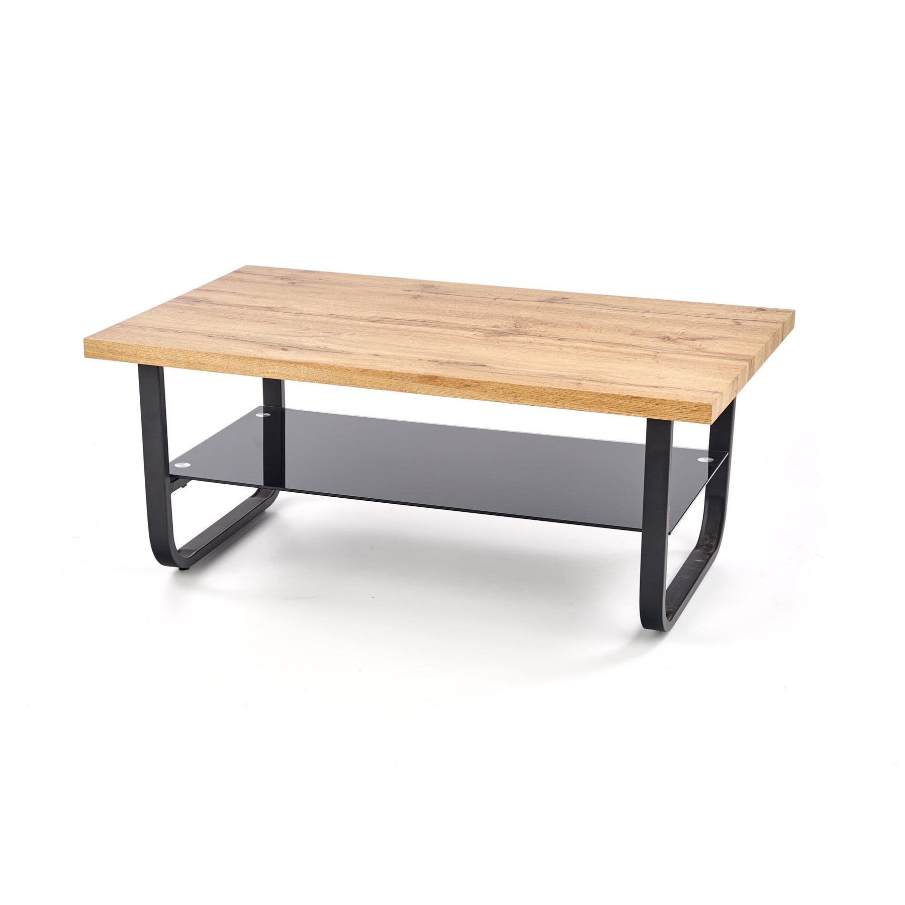 Masuta de cafea ESPINOZA dreptunghiulara negru/natural, 120x60x45 cm