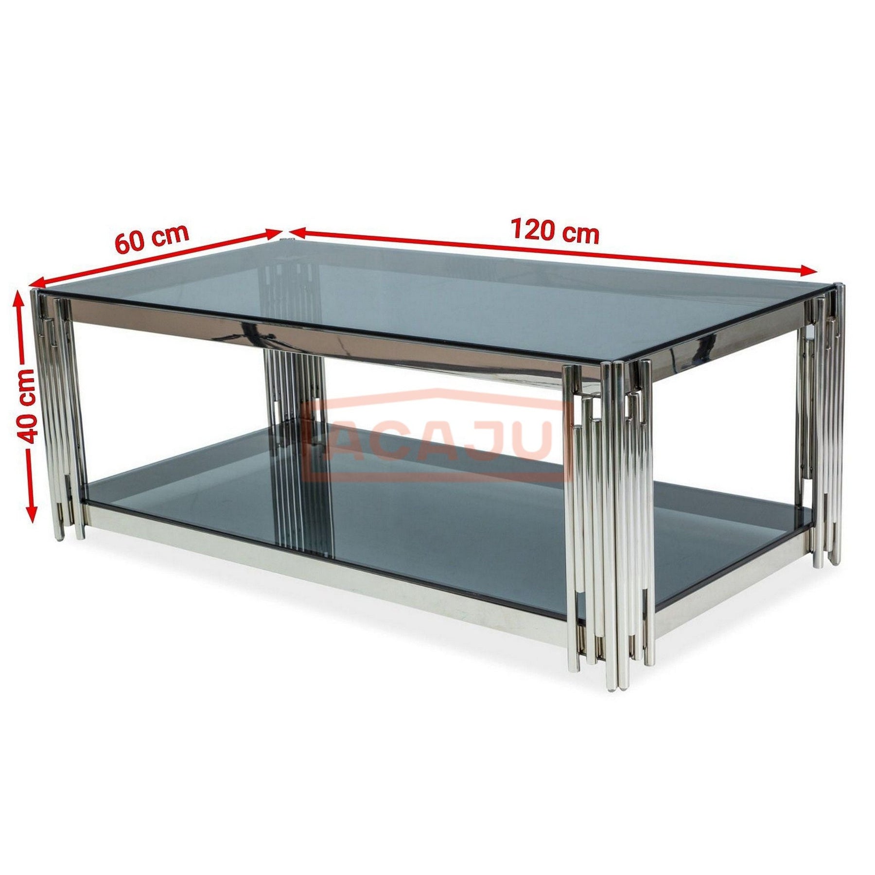 Masuta cafea sticla modera Fossil A, structura din metal cromat, 120X60X40