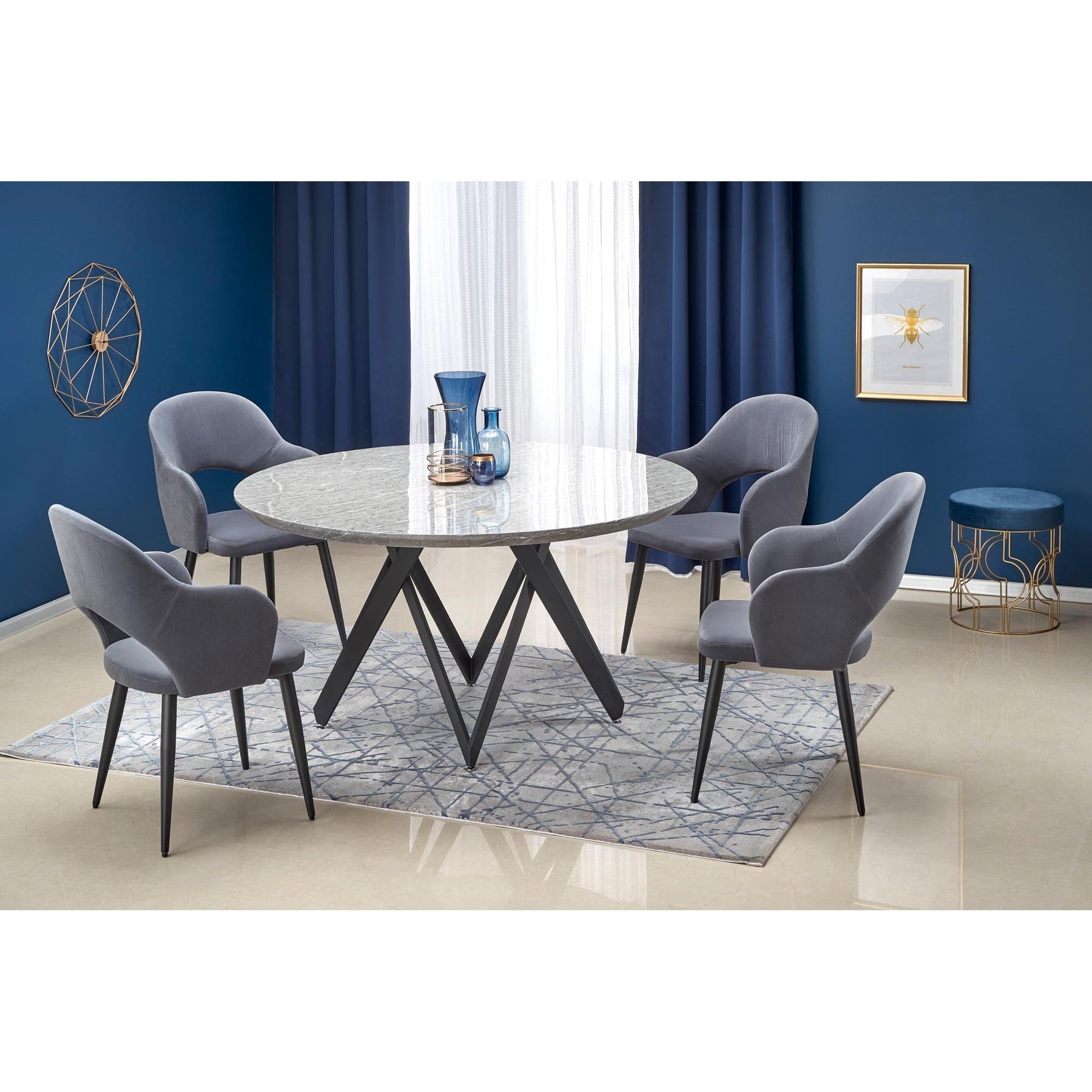 Scaun tapitat K364, gri, 55x55x88 cm