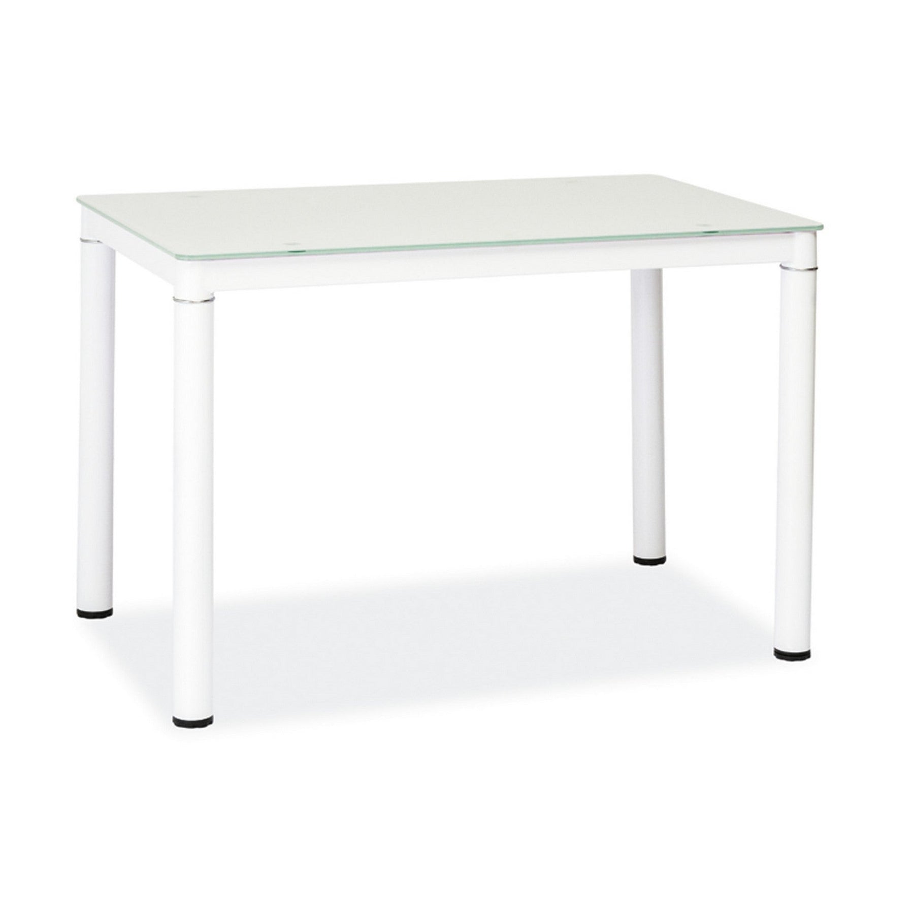 Masa de sticla alba Galant, structura metal si sticla ultradura, 110X70X75