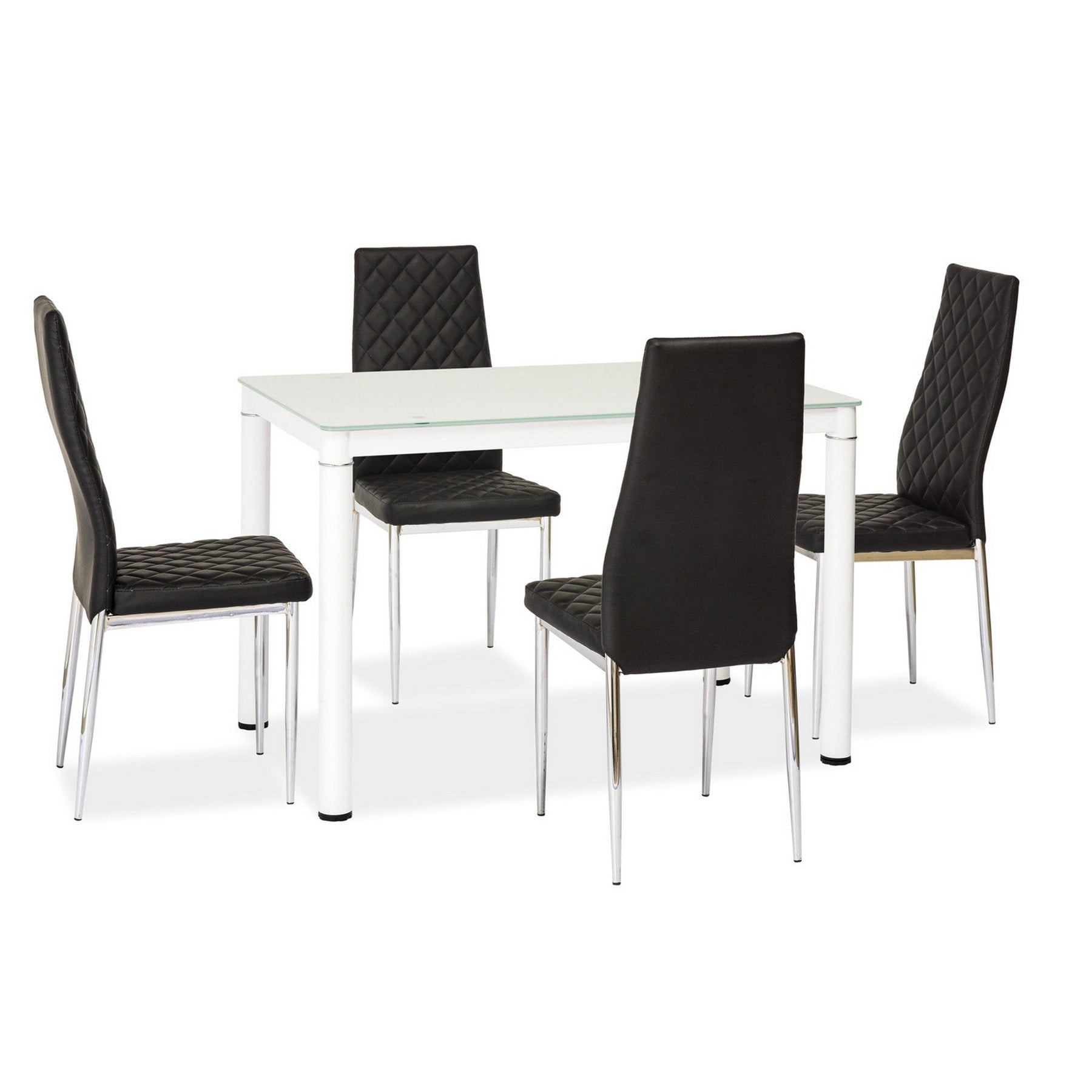 Masa de sticla alba Galant, structura metal si sticla ultradura, 110X70X75