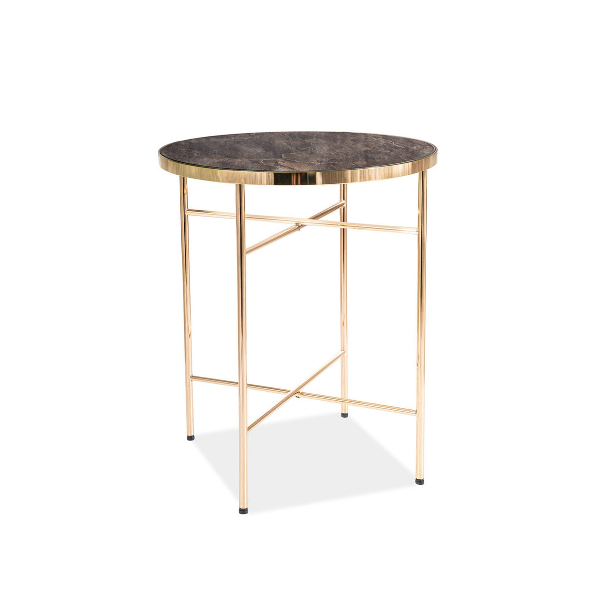 Masuta IBIZA C, negru/auriu, sticla securizata, 43x51