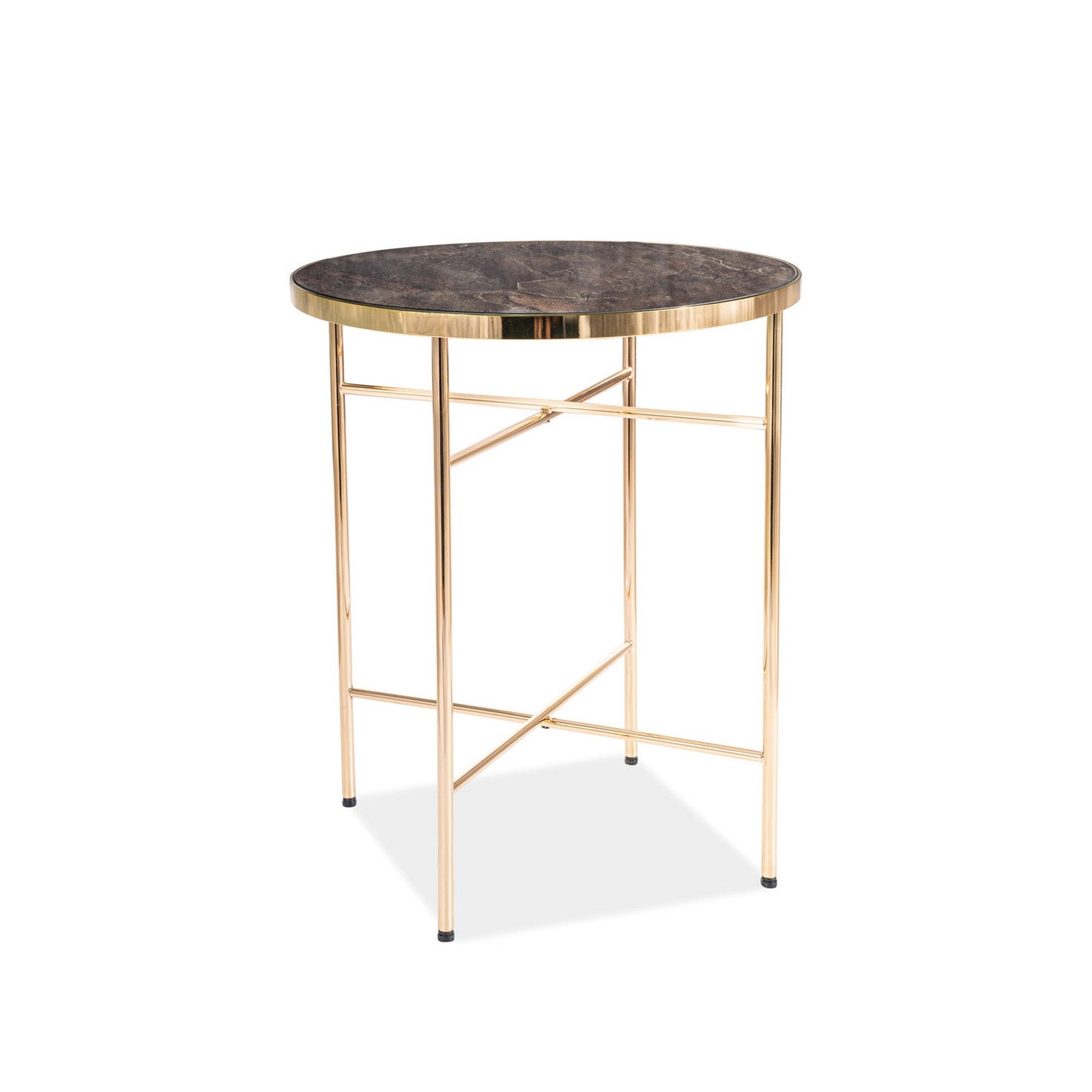 Masuta IBIZA C, negru/auriu, sticla securizata, 43x51