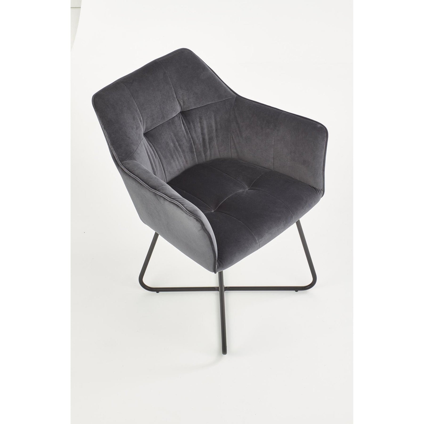 Scaun tapitat K377, gri inchis, 60x62x81 cm