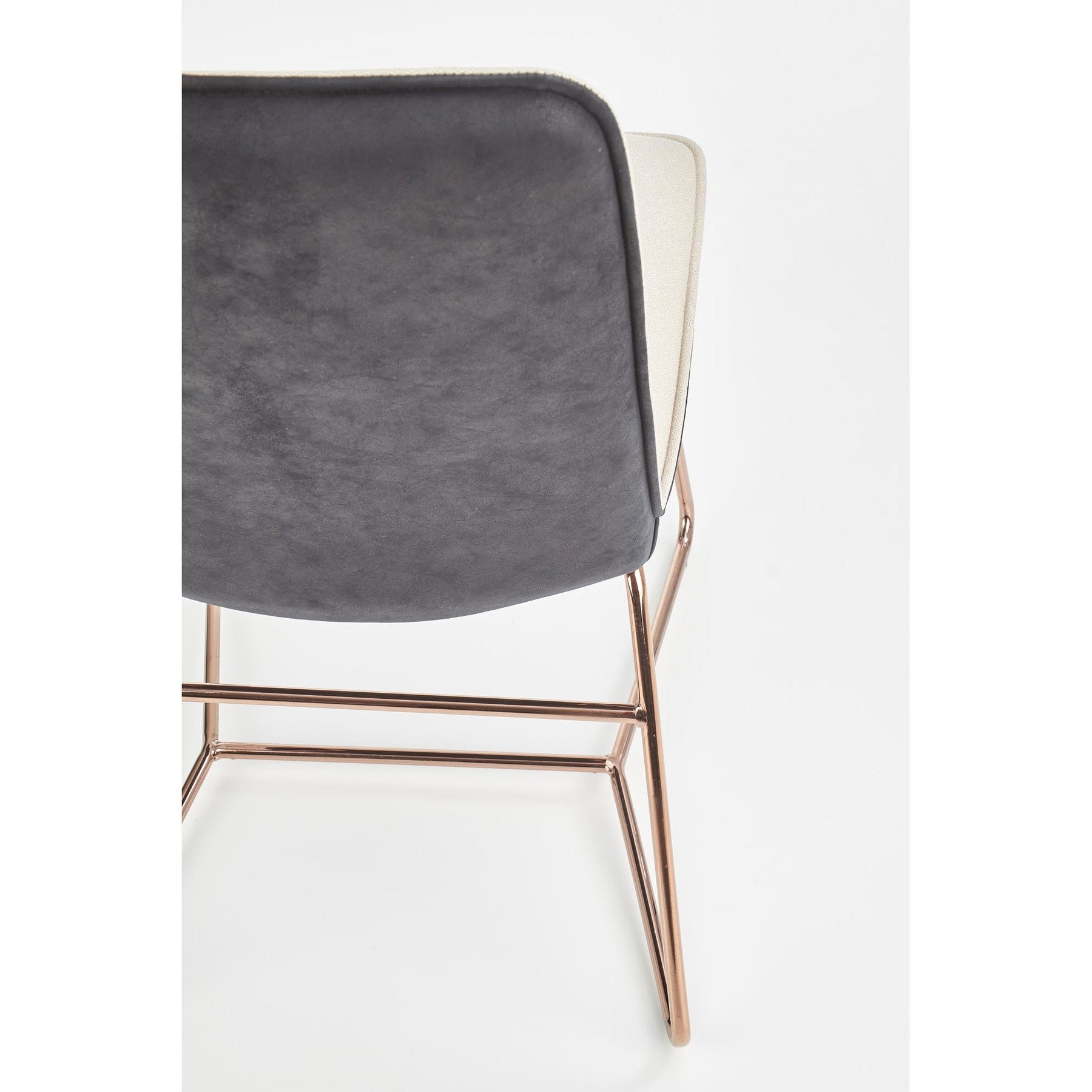 Scaun tapitat K390, crem/gri inchis/auriu, 46x60x90 cm