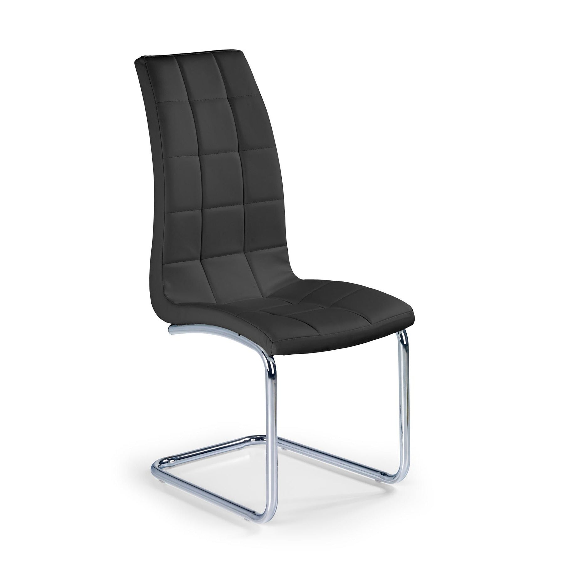 Scaun tapitat cu piele ecologica neagra K147, 42X55X101 CM