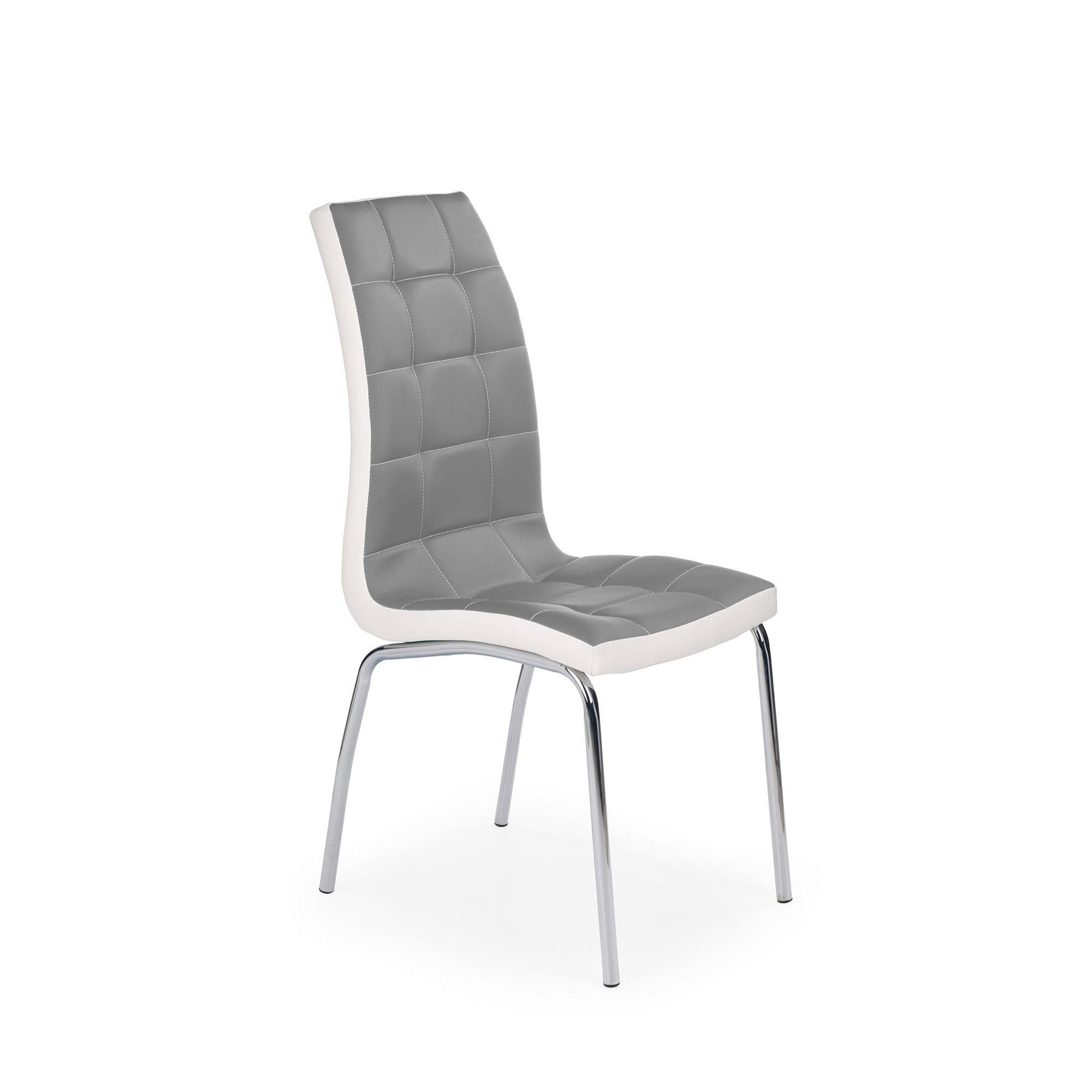 Scaun tapitat cu piele ecologica gri-alb K186, 42X63X100 CM.