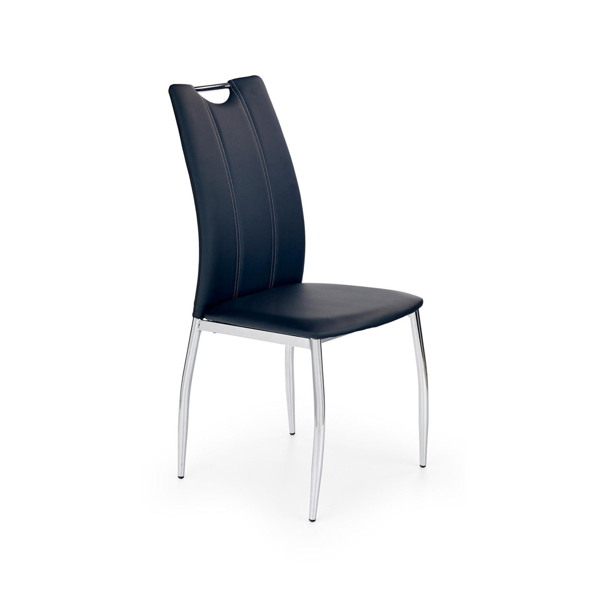 Scaun tapitat cu piele ecologica neagra K187, 44X41X97 CM.