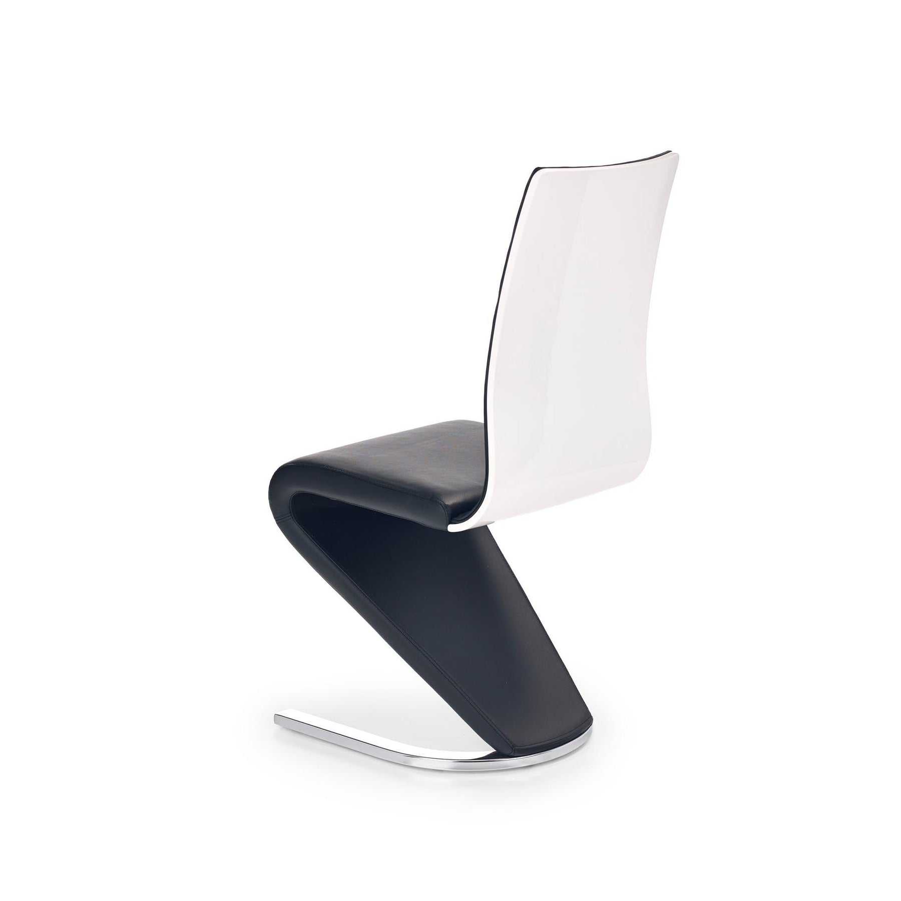 Scaun tapitat cu piele ecologica alba-neagra K194, 45X58X99 CM