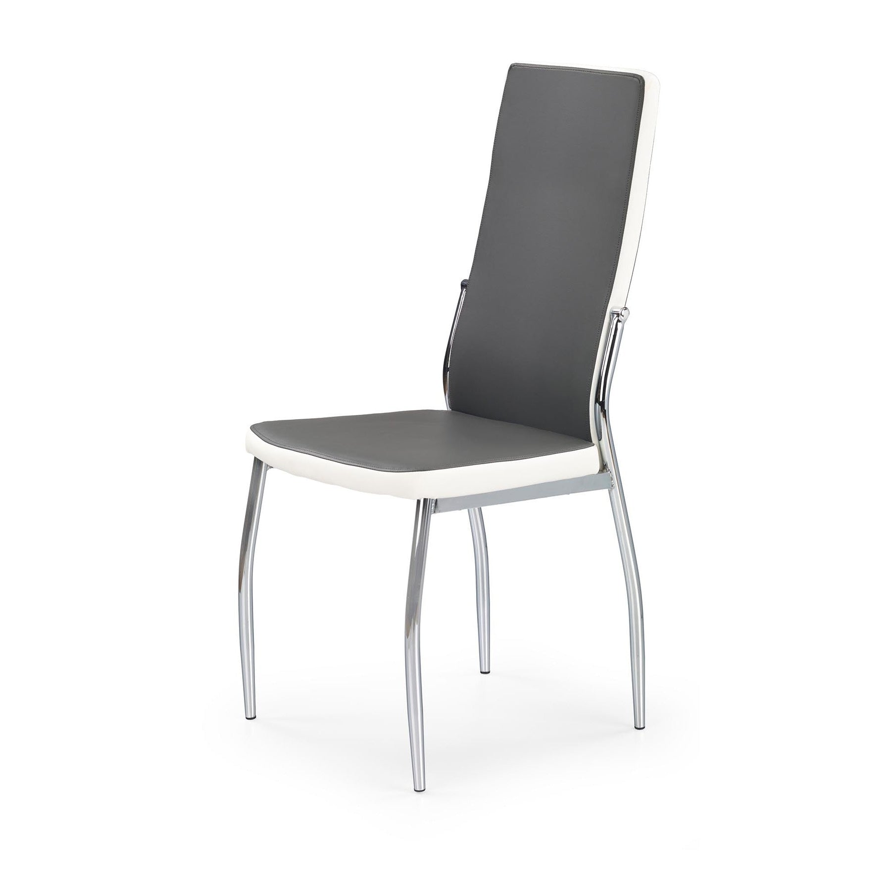 Scaun tapitat cu piele ecologica gri-alb K210, 42X42X100 CM