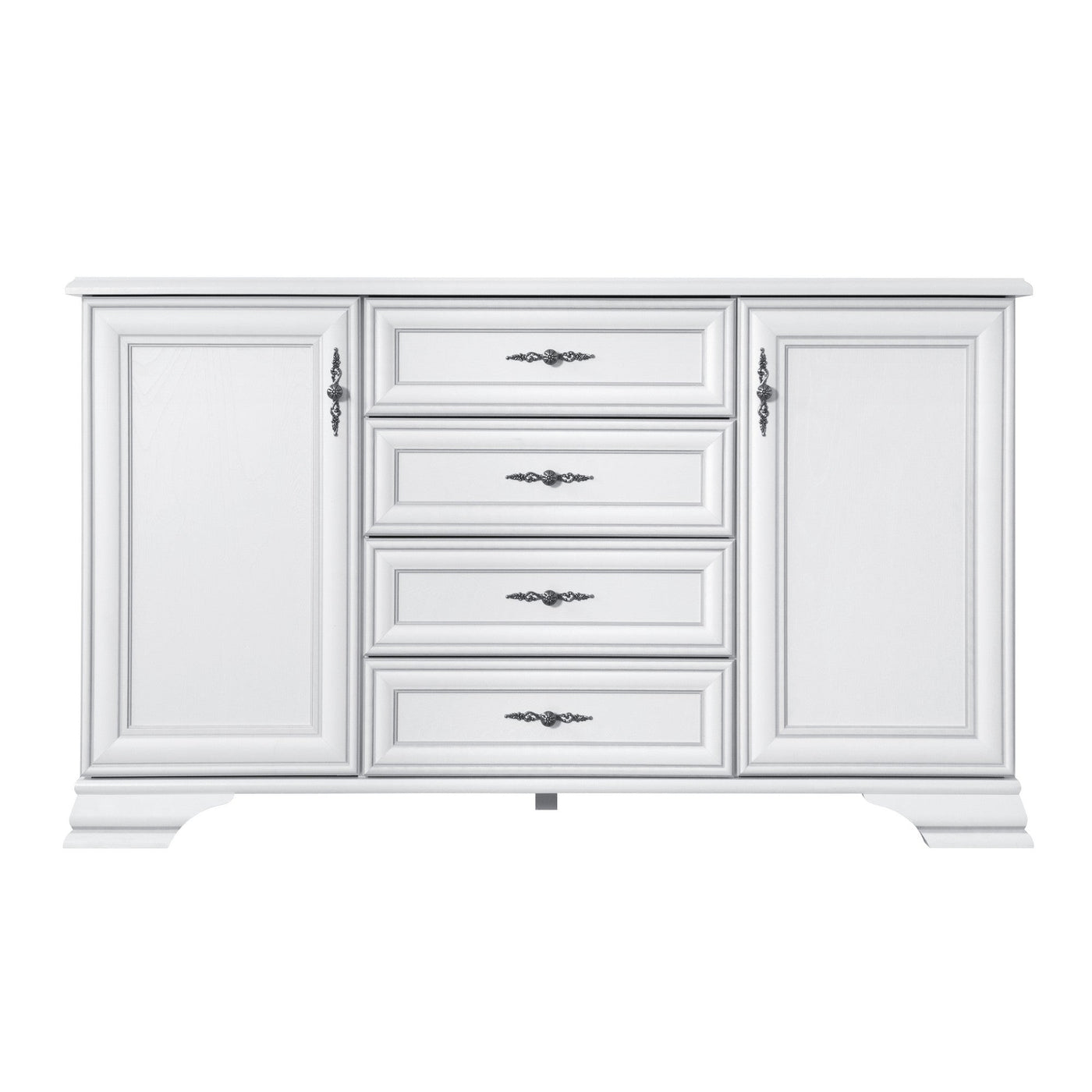 Comoda vintage alba IDENTO, PAL, 154x45x90 cm