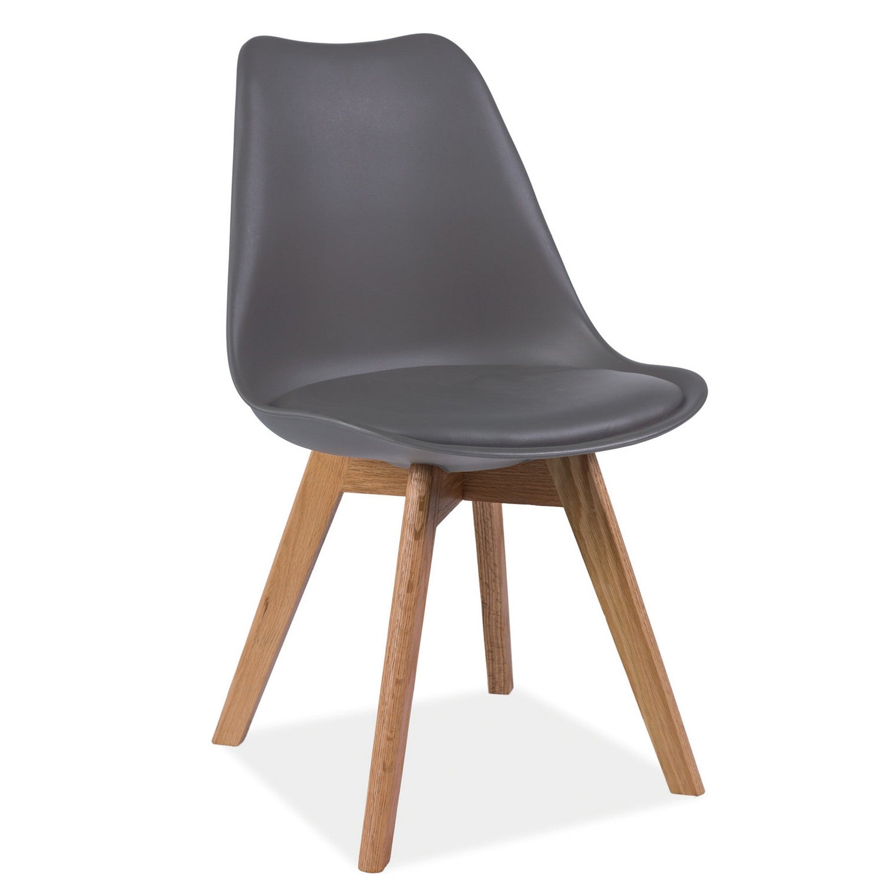 Scaune dining stofa Kris, gri, piele ecologica, 49X43X83