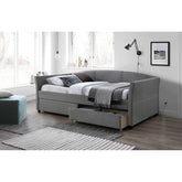 Pat cu sertare LANTA 90x200, gri/negru, cu somiera