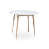 Masa rotunda cafea Larson lemn cu blat alb, 90X90X75 cm