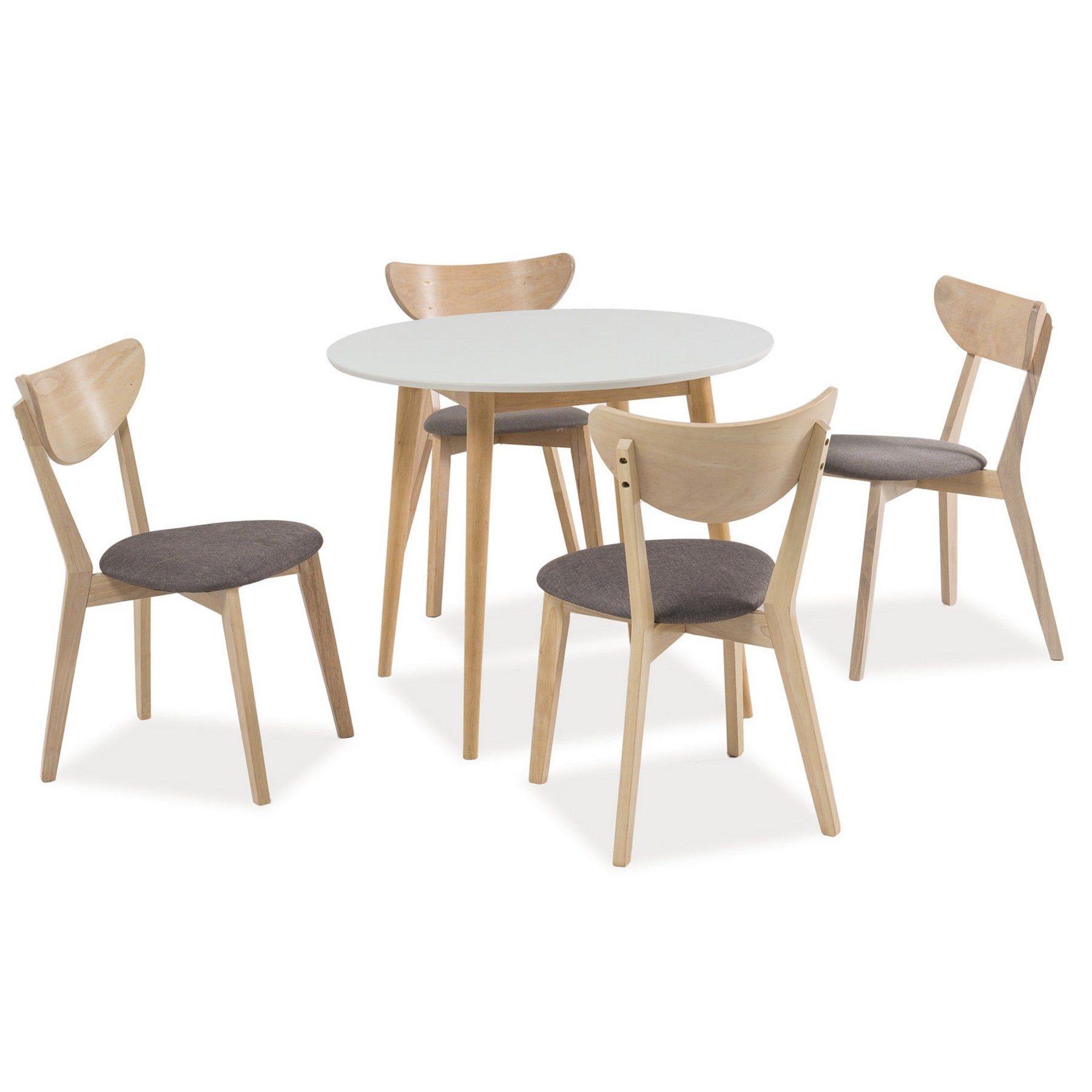 Masa rotunda cafea Larson lemn cu blat alb, 90X90X75 cm