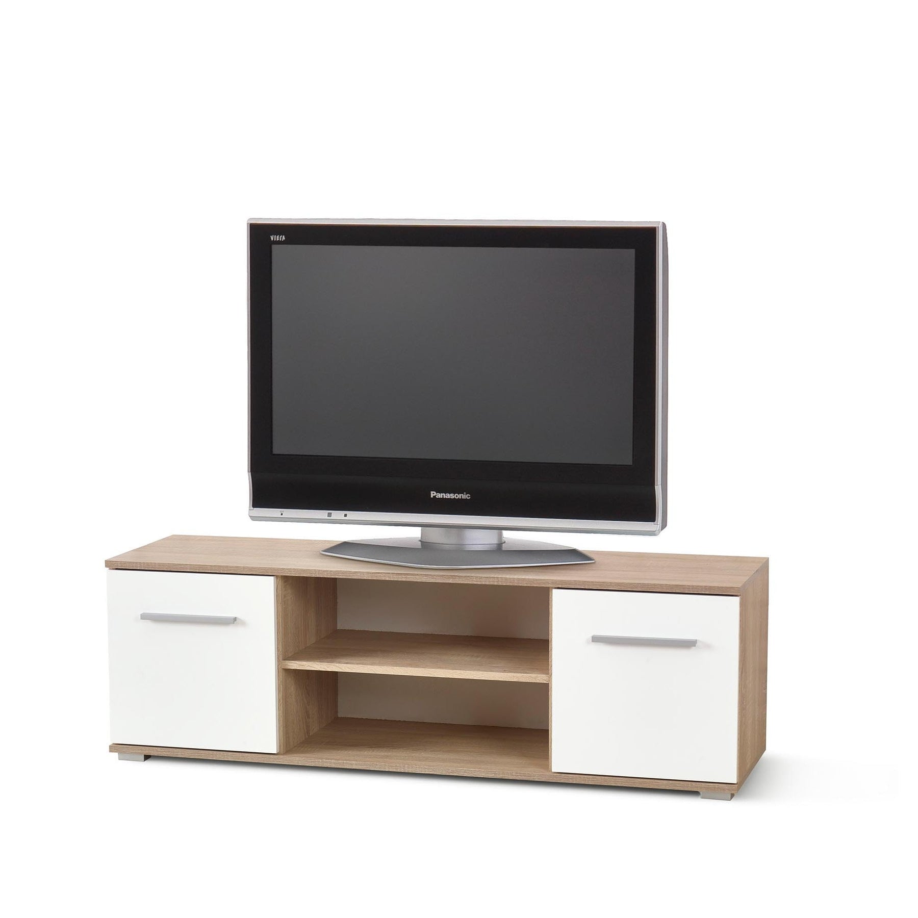 Comoda tv depozitare Lima, alb/sonoma, 137x40x44 cm