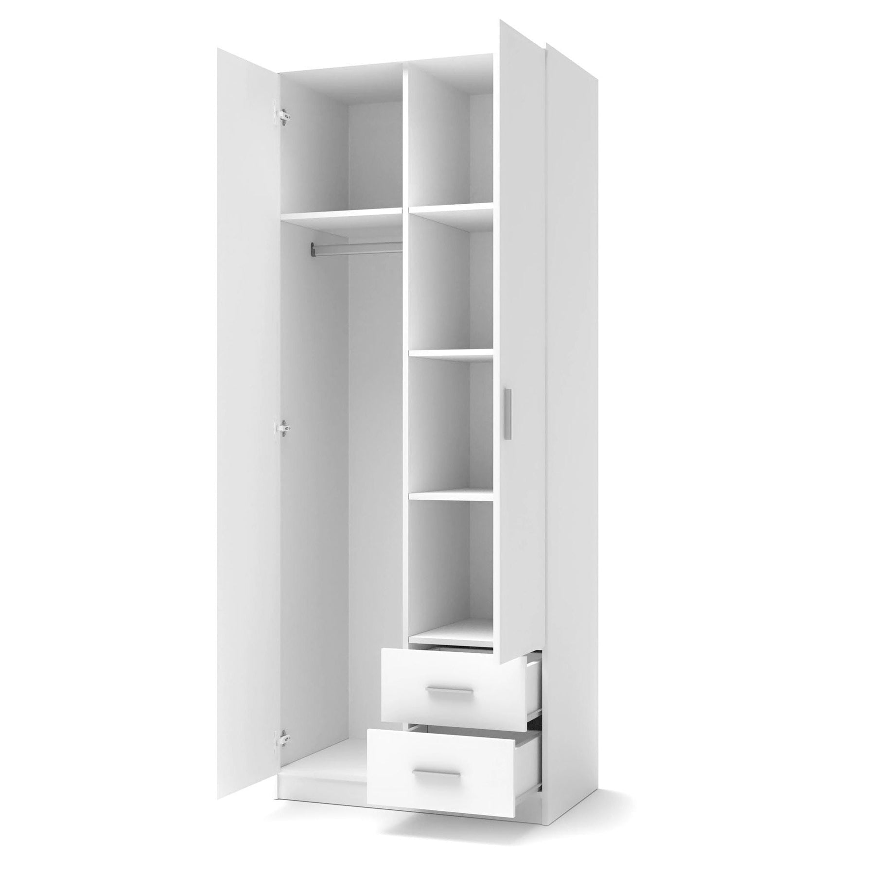Dulap cu sertare si 2 usi Lima S2, alb, 205x52x80 cm - ACAJU