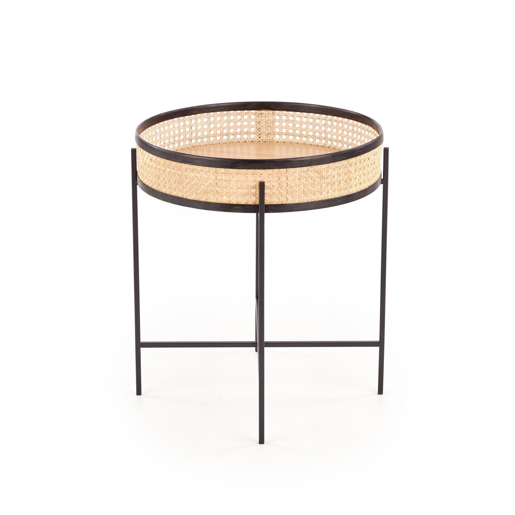 Masuta de cafea LANIPA negru/ratan natural, 50x55 cm
