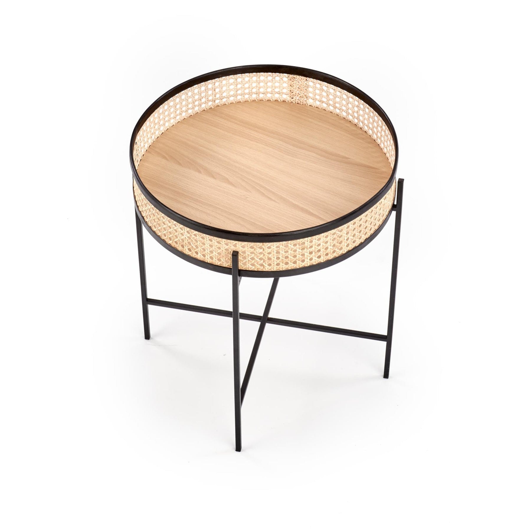 Masuta de cafea LANIPA negru/ratan natural, 50x55 cm